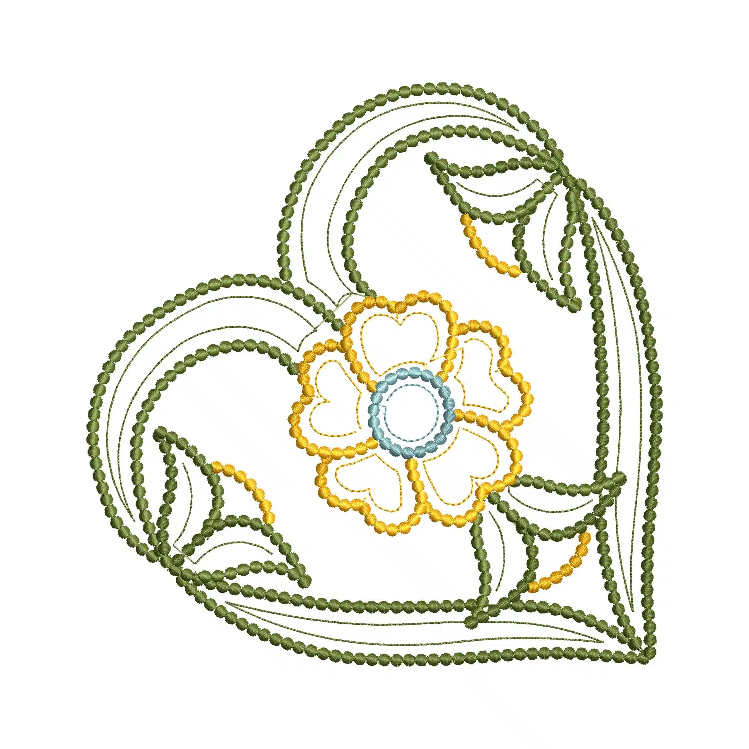 Floral Quilt Heart Embroidery Design Floral Quilt Heart Embroidery Design