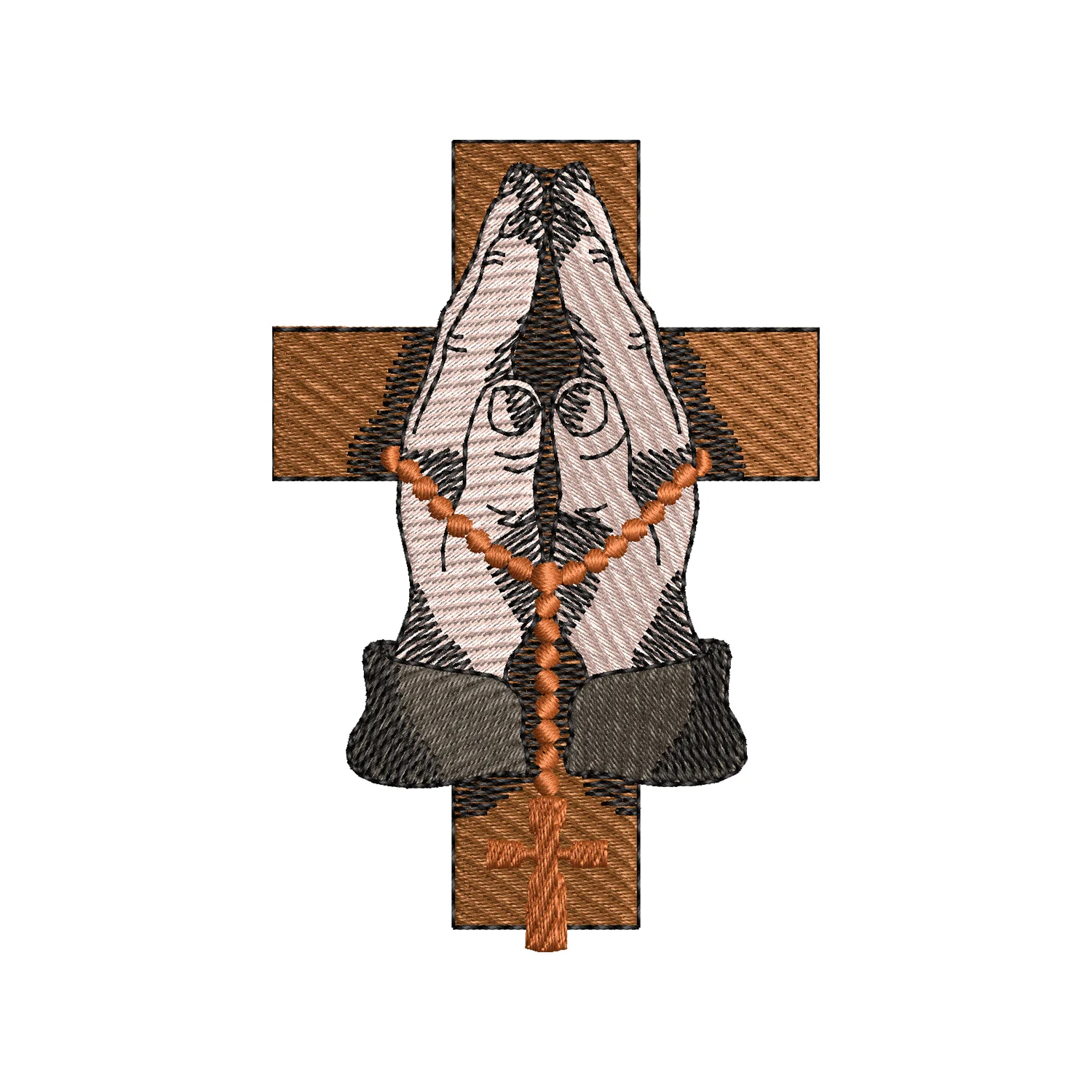 Beaded Prayer in front of a Cross Embroidery Design