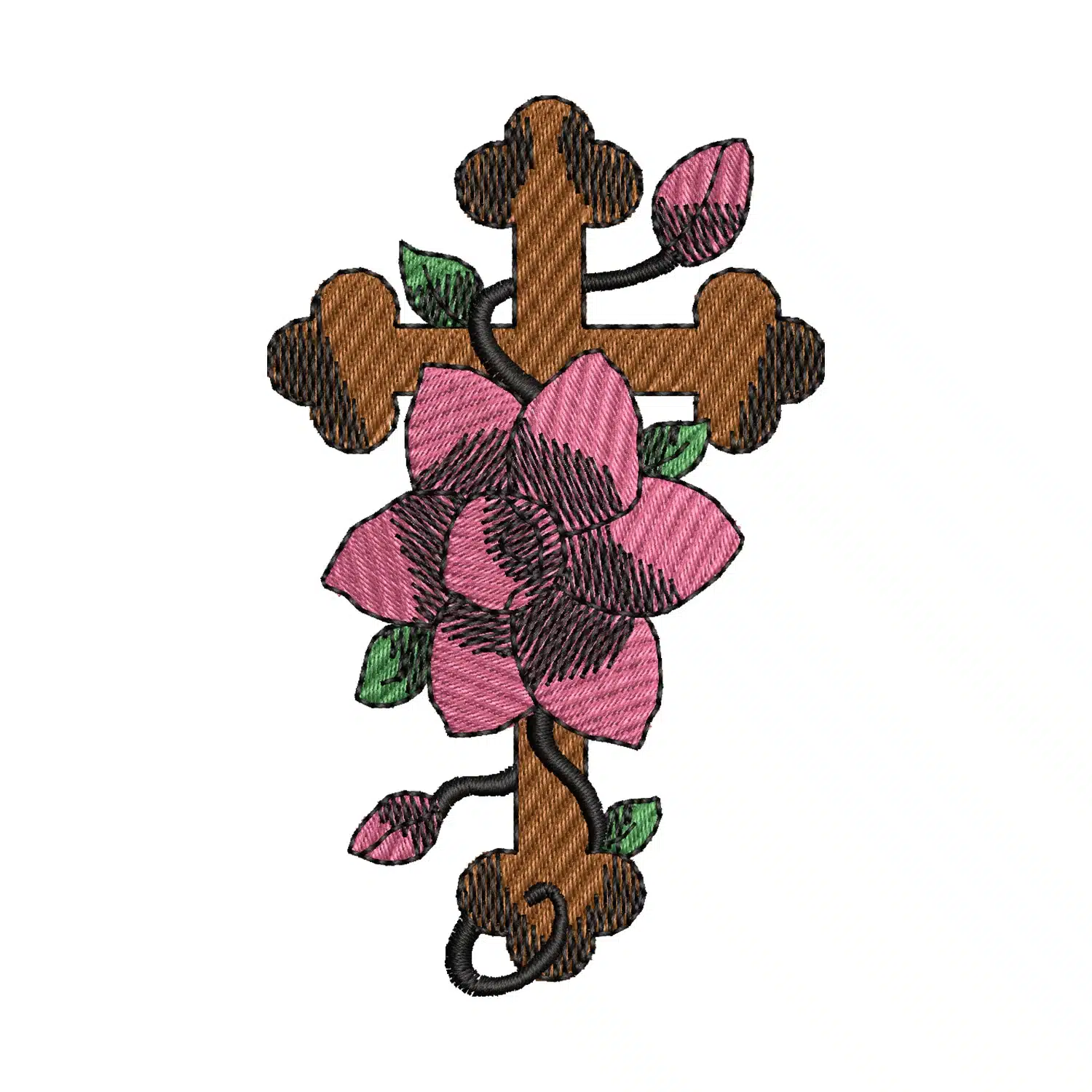 Floral Cross Embroidery Design