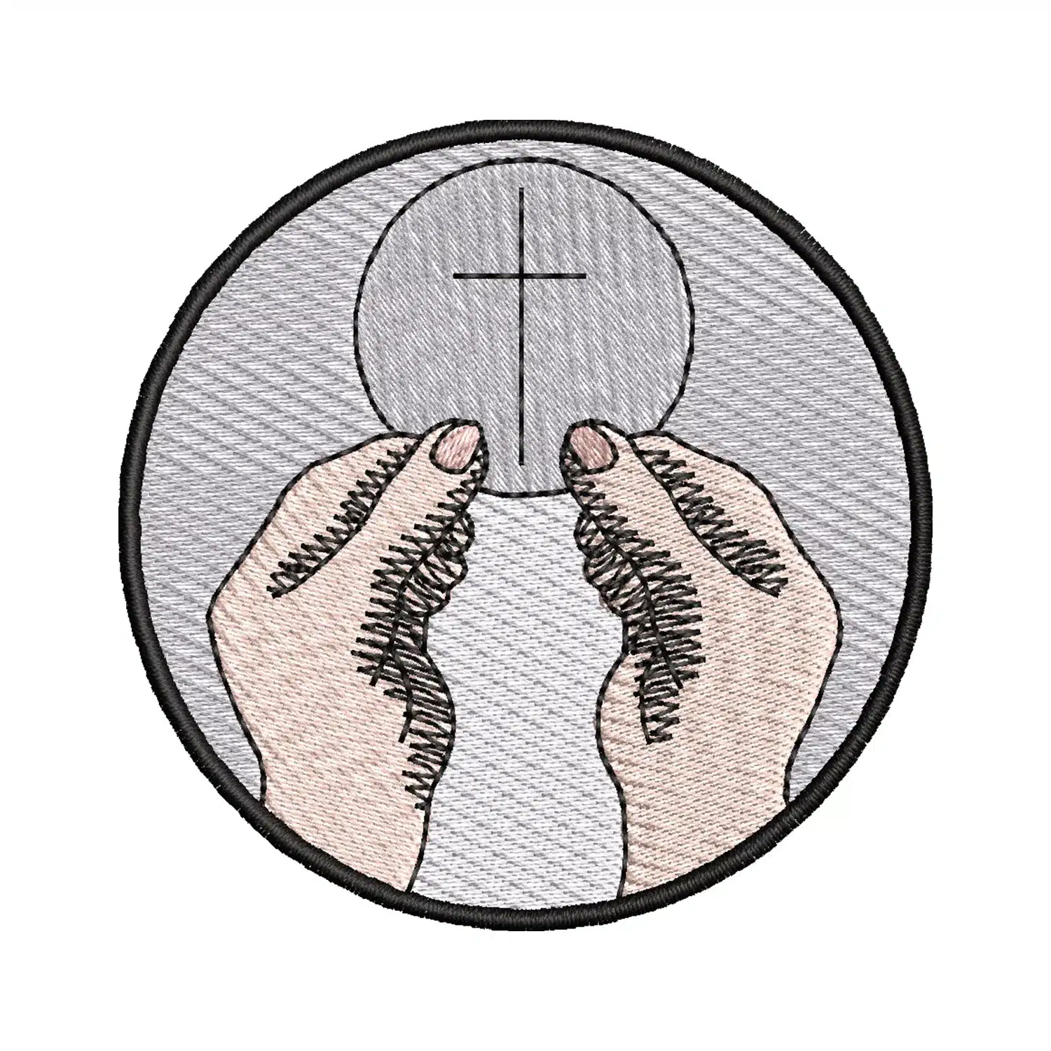 Hands Holding a Cross Emblem Embroidery Design Hands Holding a Cross Emblem Embroidery Design