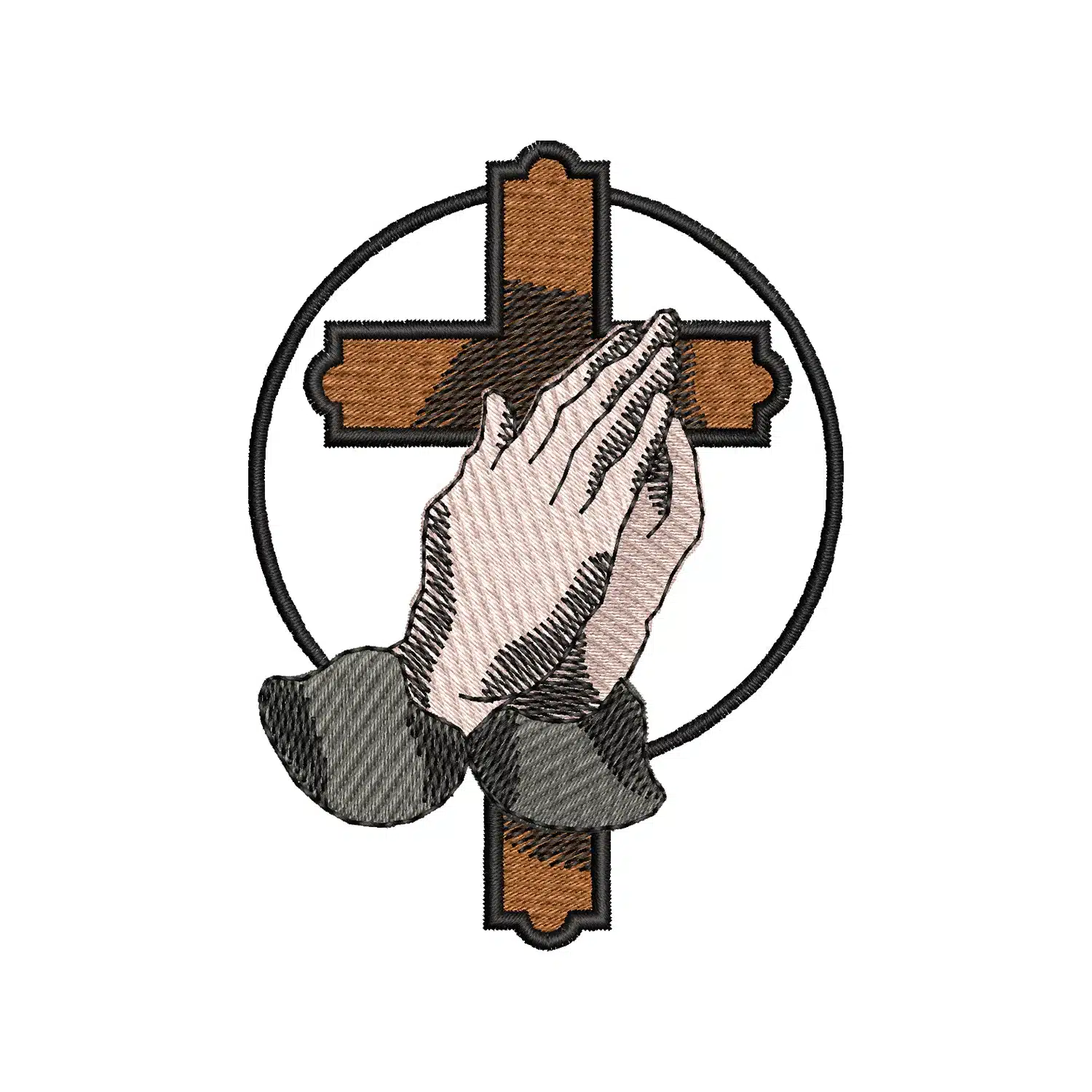Praying Hands Cross Embroidery Design