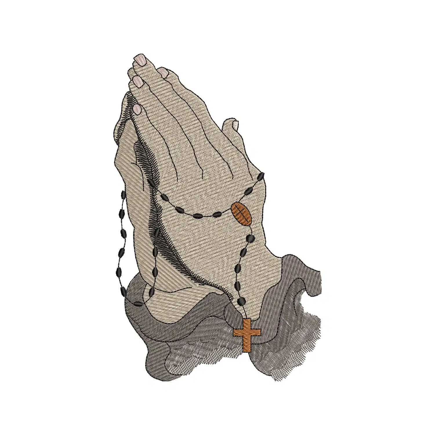 Praying Hands with Prayer Beads Embroidery Design Praying Hands with Prayer Beads Embroidery Design