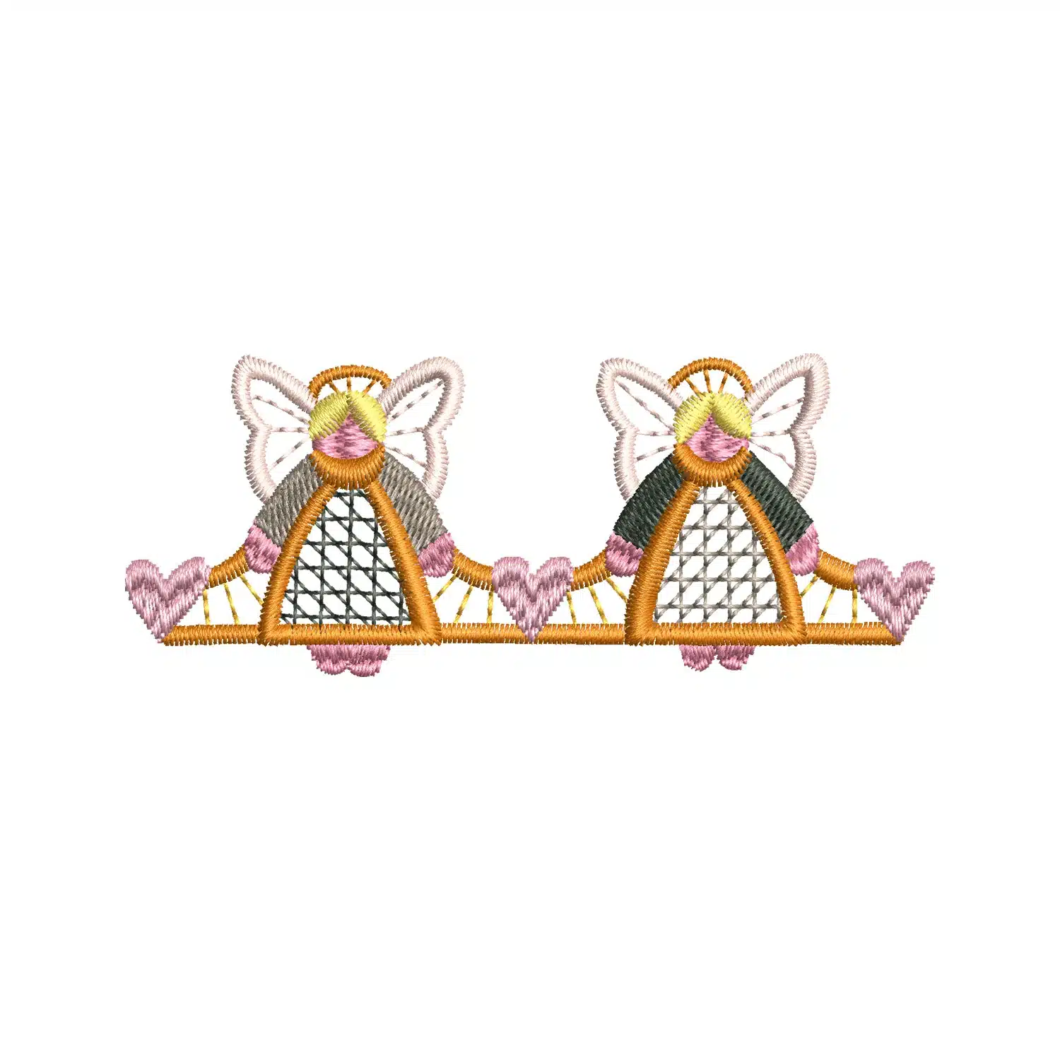 Twin Angels Embroidery Design Twin Angels Embroidery Design