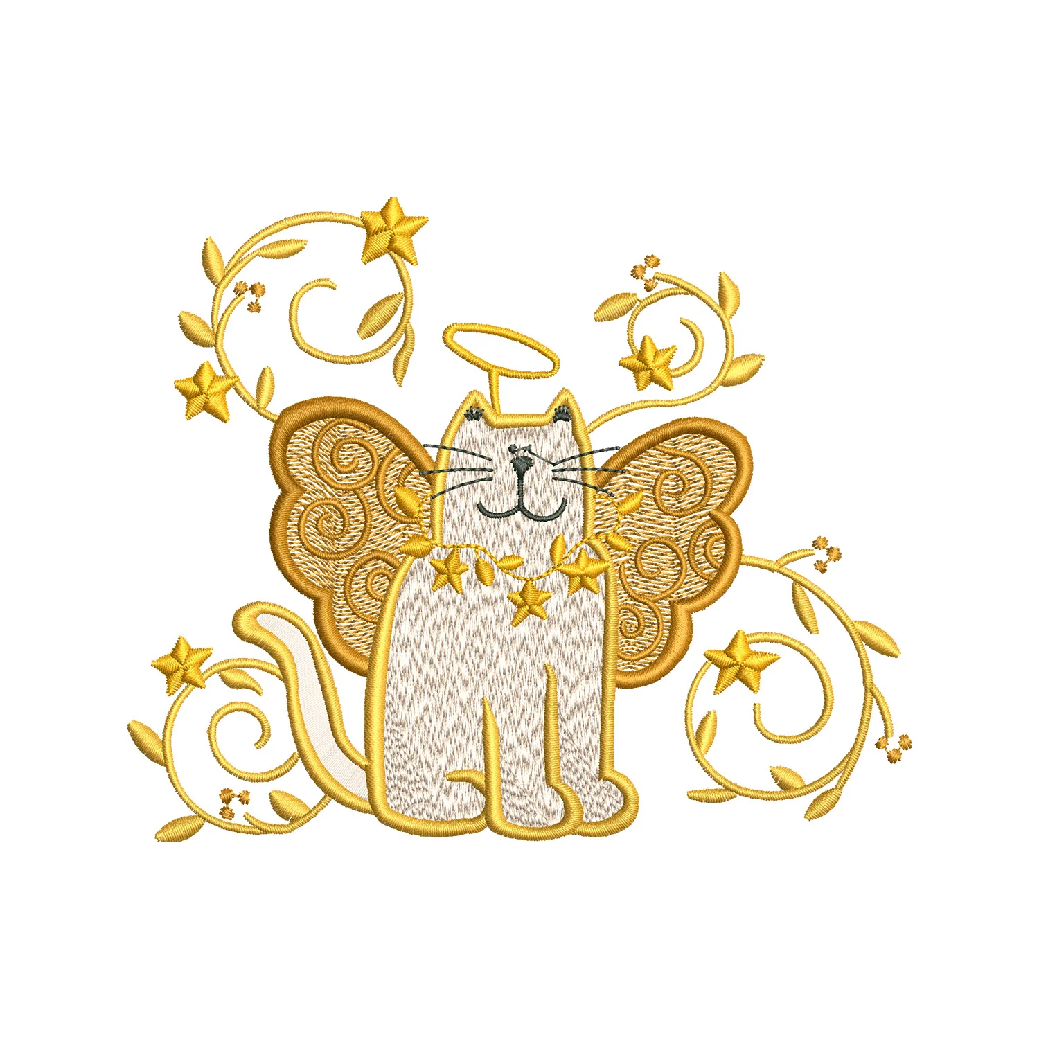 Angel Cat Embroidery Design