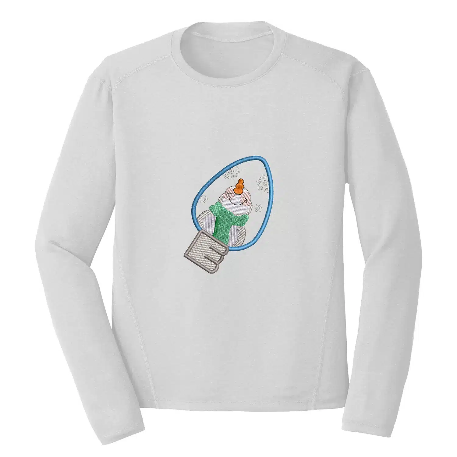 Snowman Bulb Embroidery Design 1 Mockup CHR72