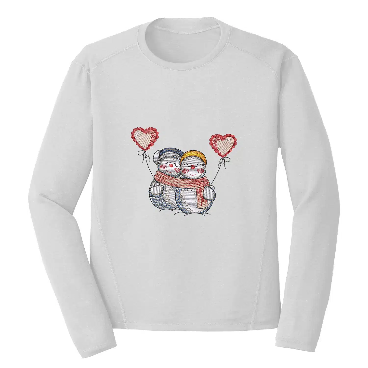 Snowman Couple Embroidery Design 1 Mockup CHR87