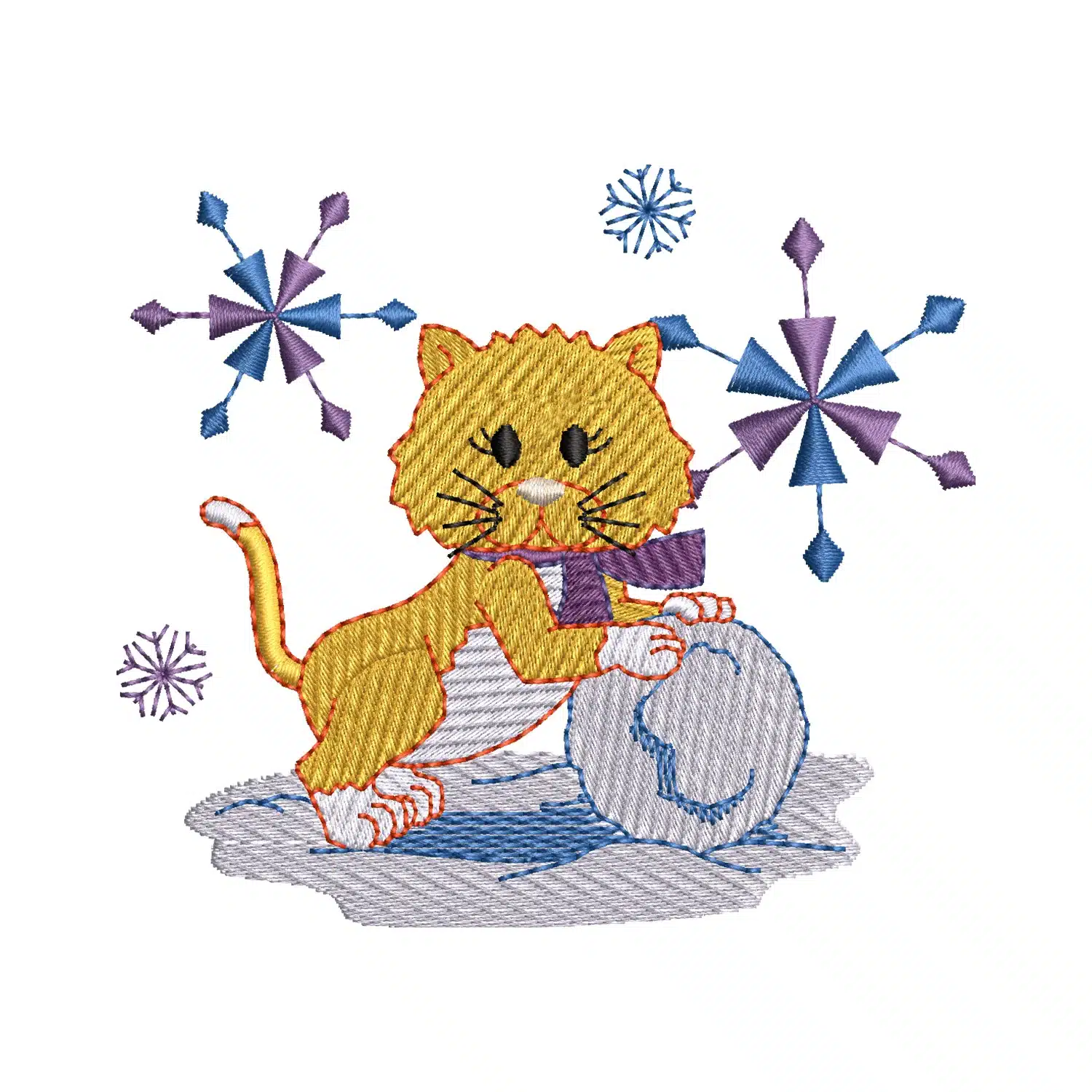 Snowflake Cat Embroidery Design
