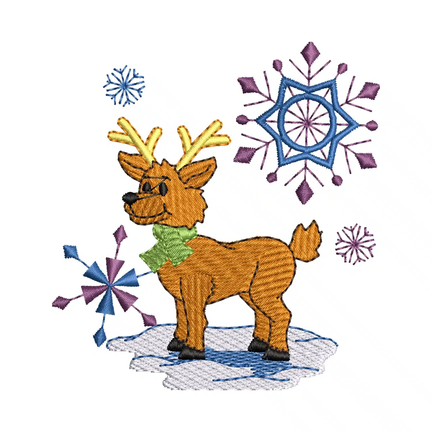 Snowflake Deer Embroidery Design