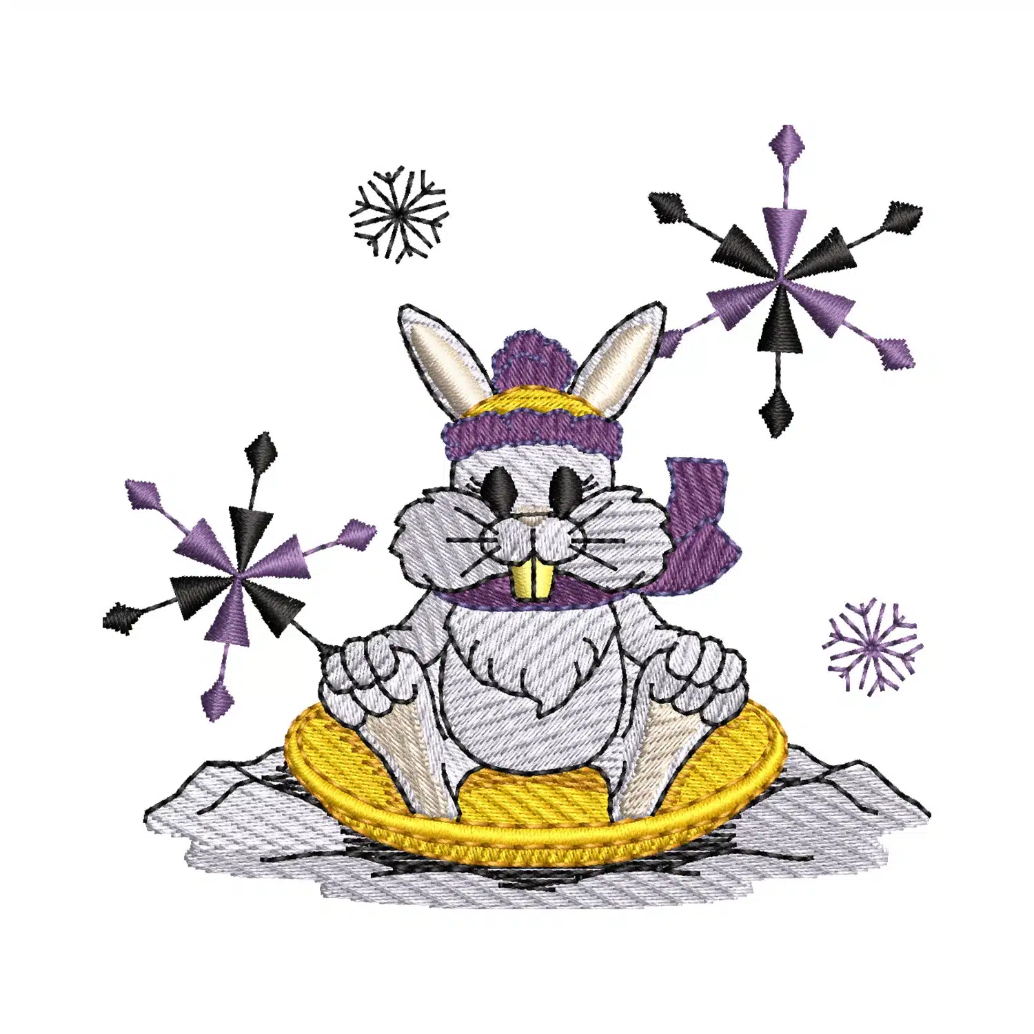 Snowflake Rabbit Embroidery Design