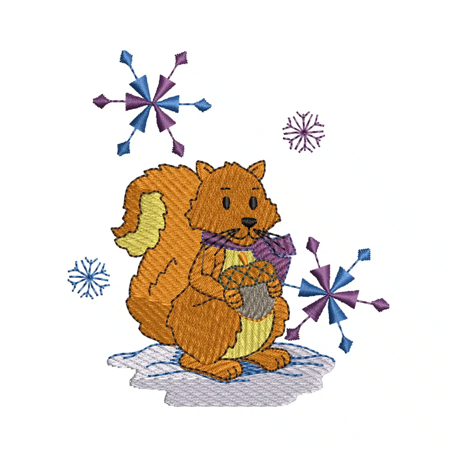 Snowflake Squirrel Embroidery Design