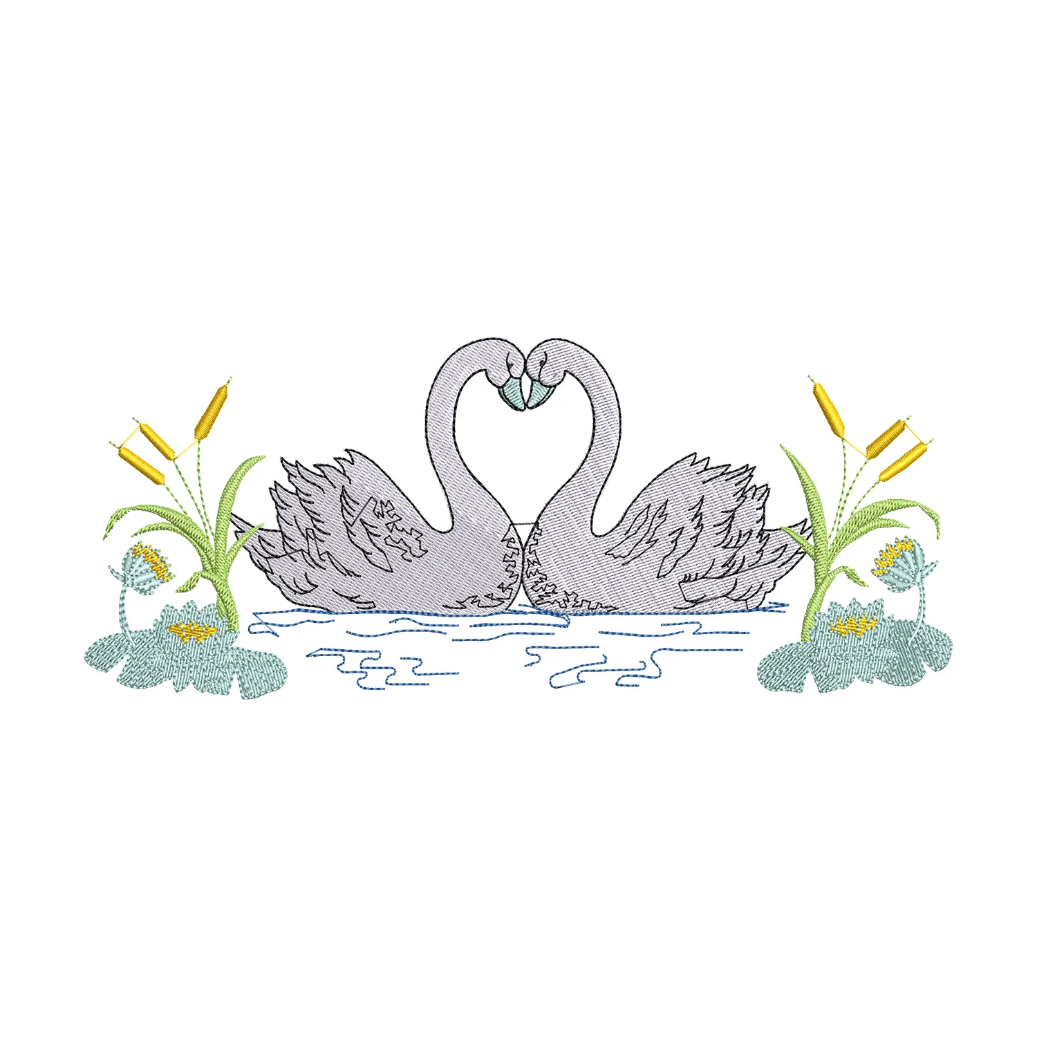 Floral Swan Embroidery Design