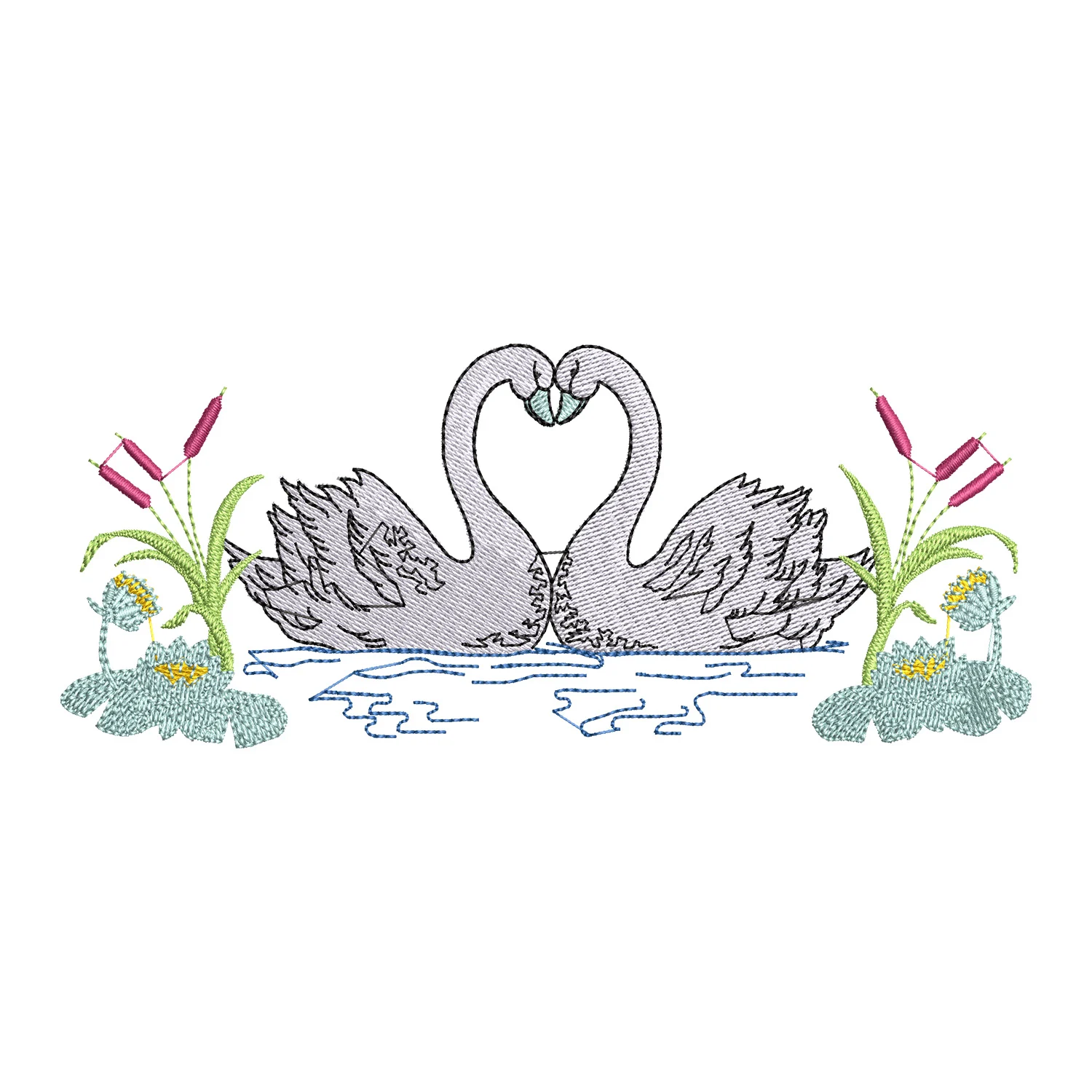 Floral Swan Embroidery Design