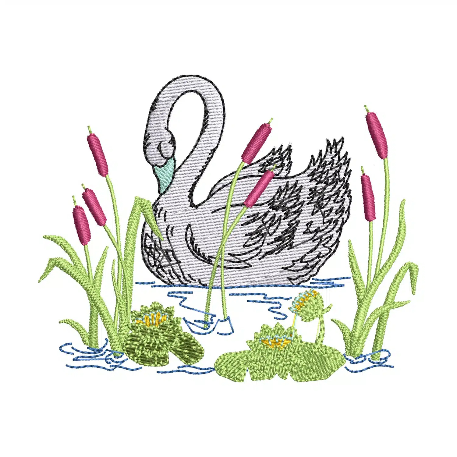 Floral Swan Embroidery Design
