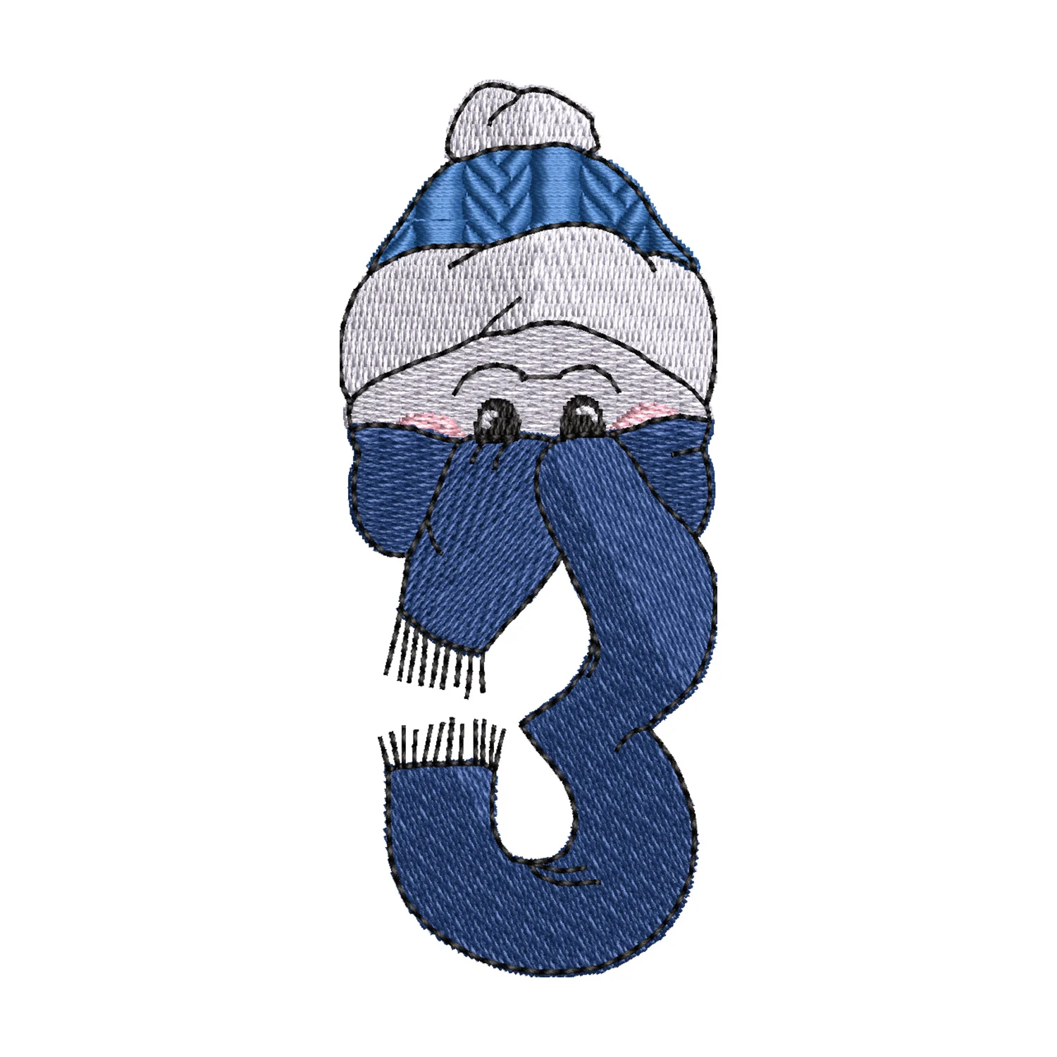 3 Numerical Snowman Embroidery Design