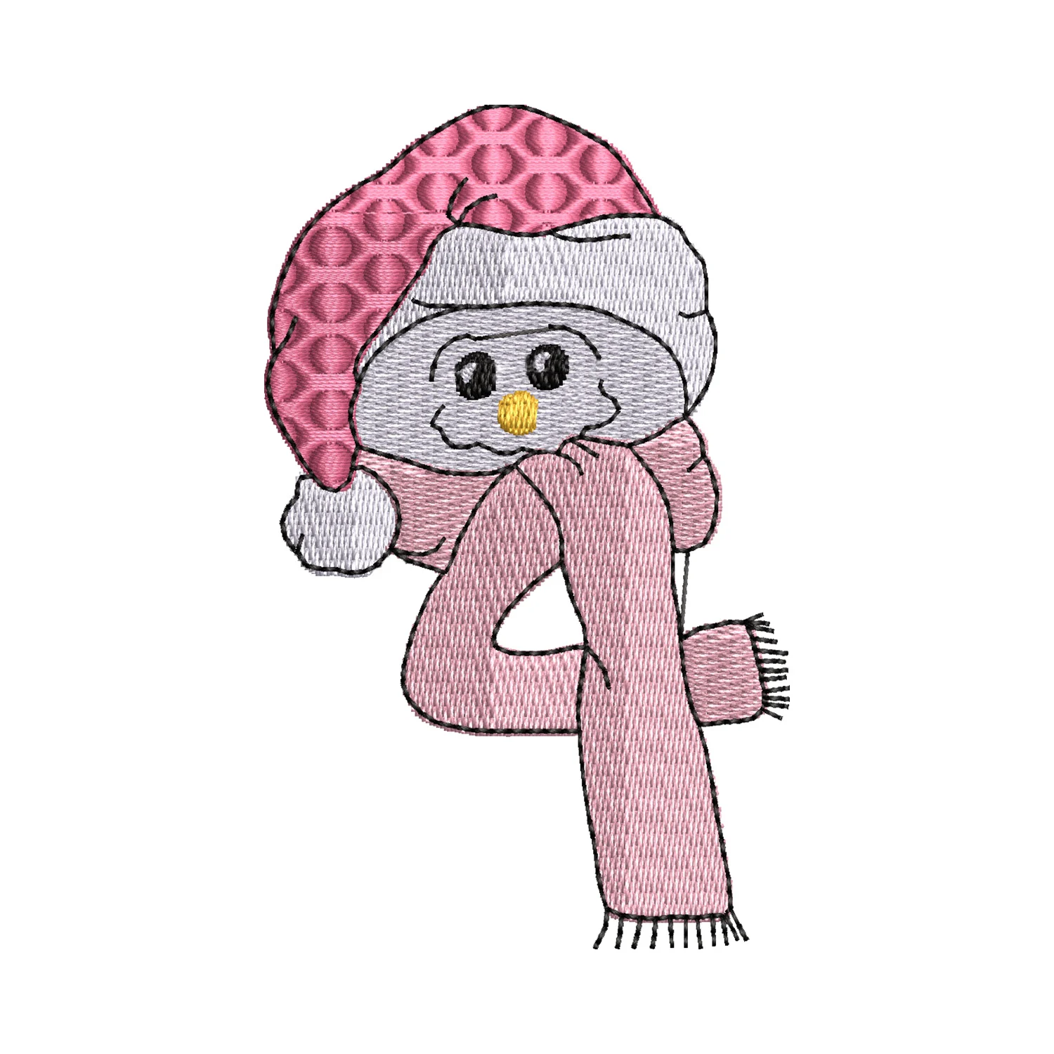 4 Numerical Snowman Embroidery Design