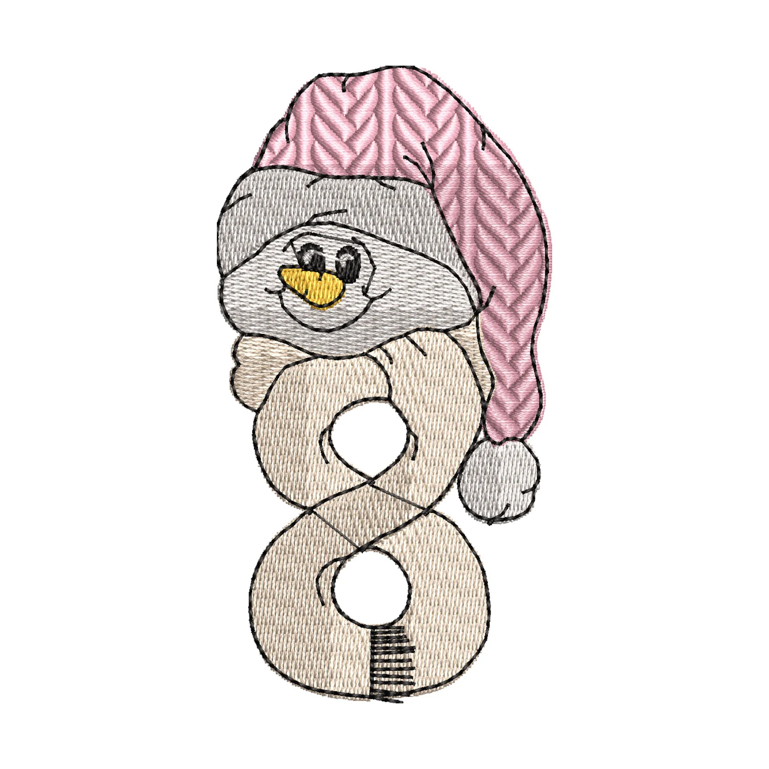 8 Numerical Snowman Embroidery Design