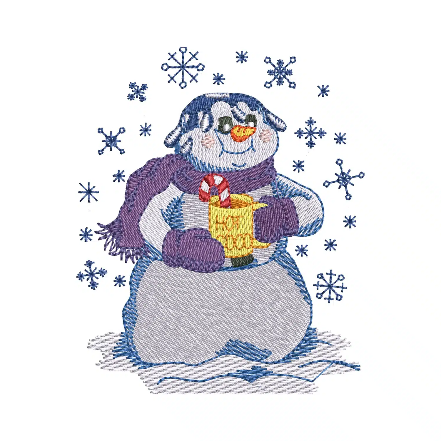 Snowman Eating Embroidery Design