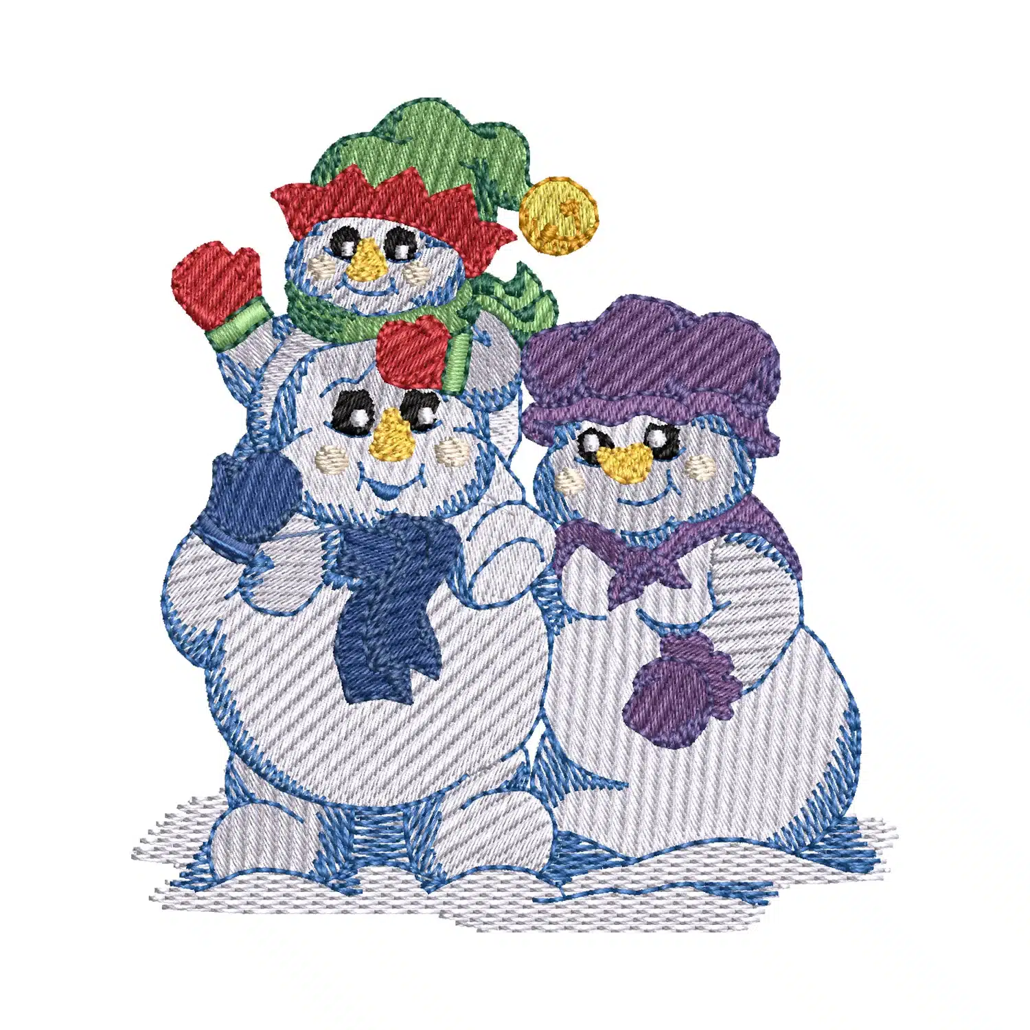 Snowman Family Embroidery Design