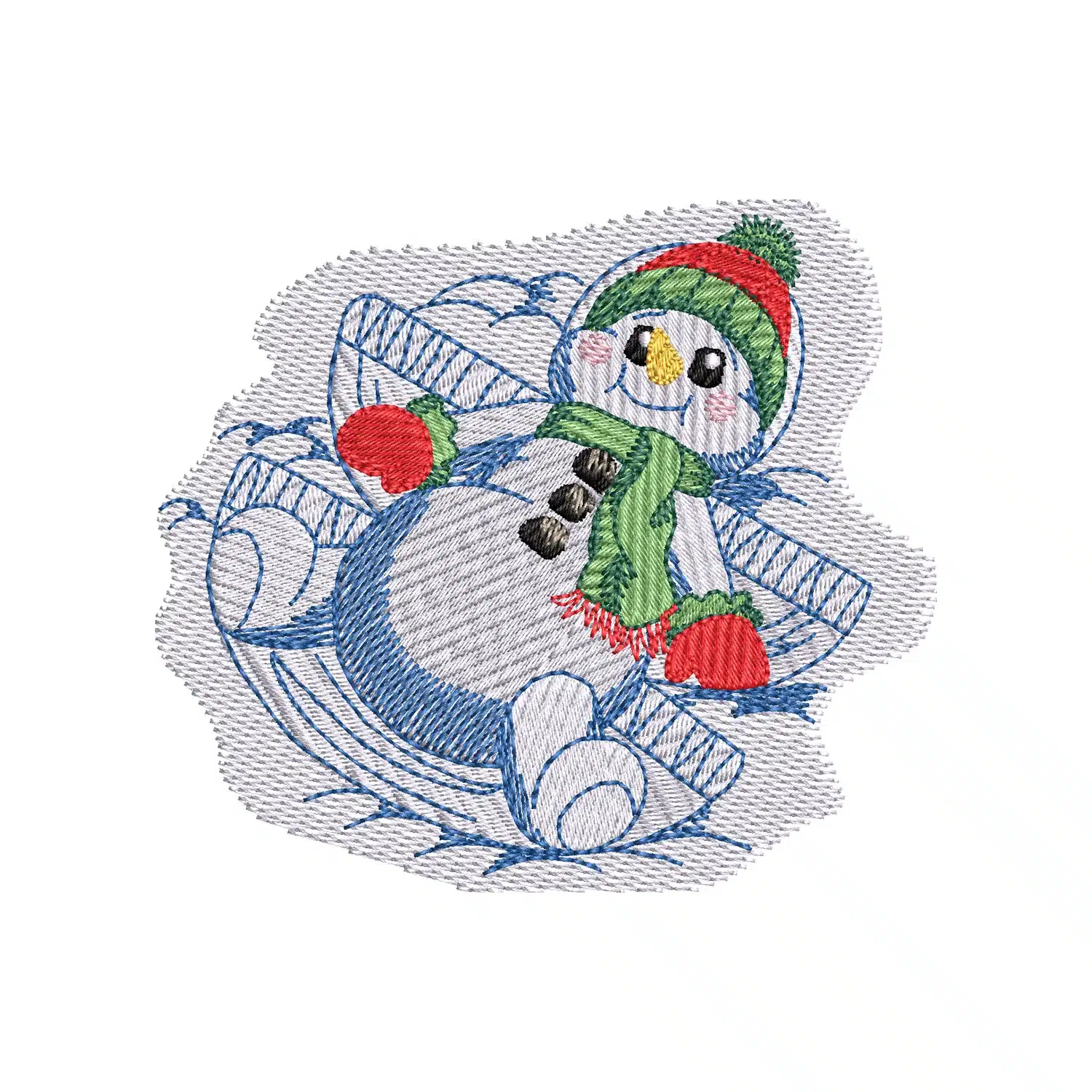 Snowman Lying Embroidery Design