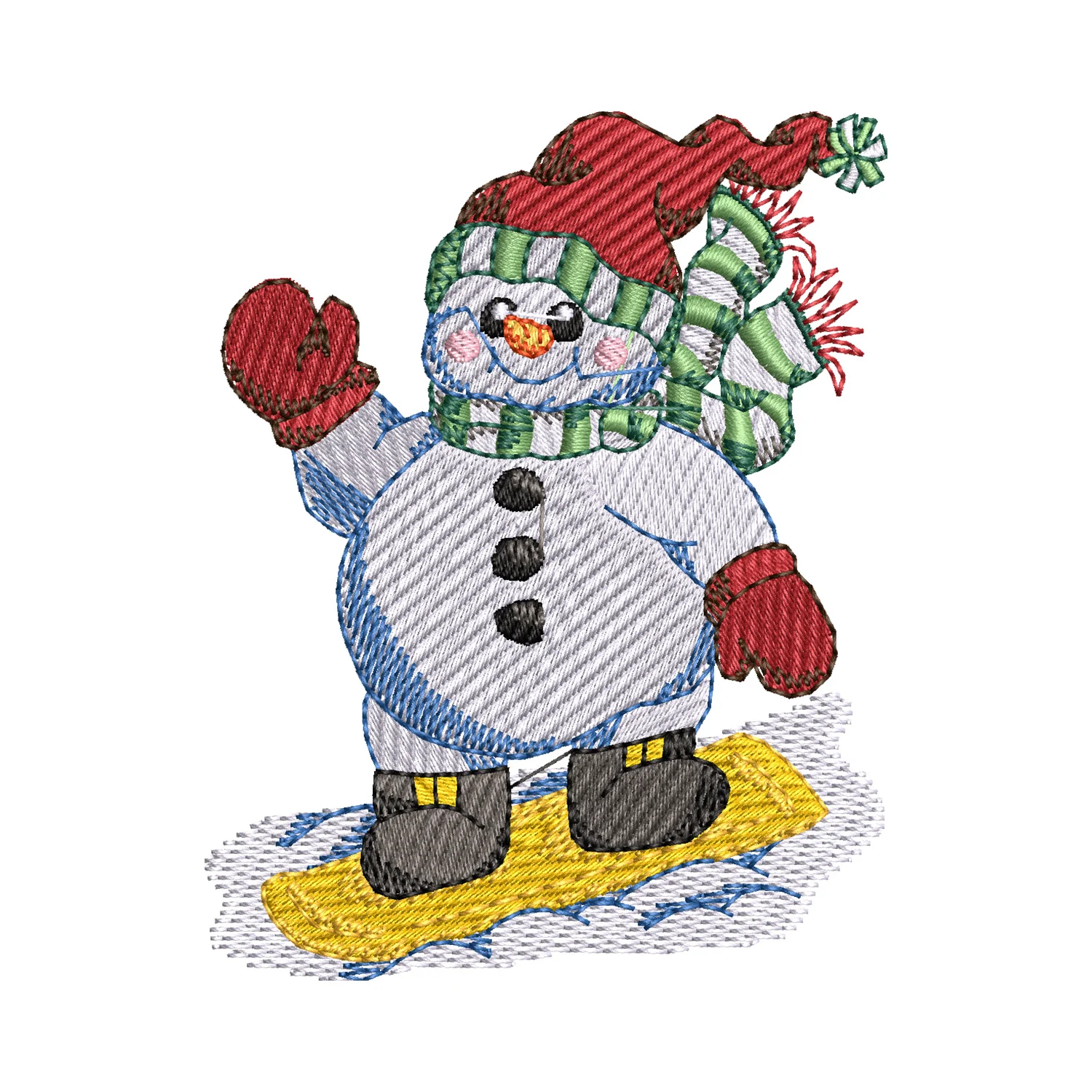 Snowman Skiing Embroidery Design