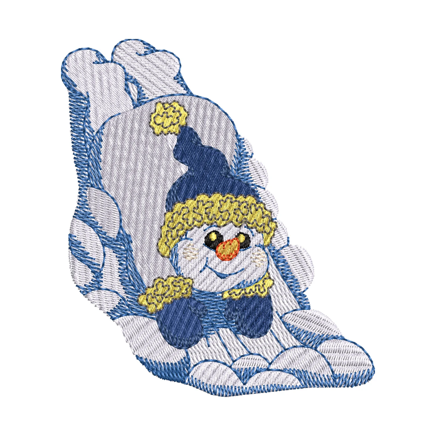 Snowman Sliding Embroidery Design