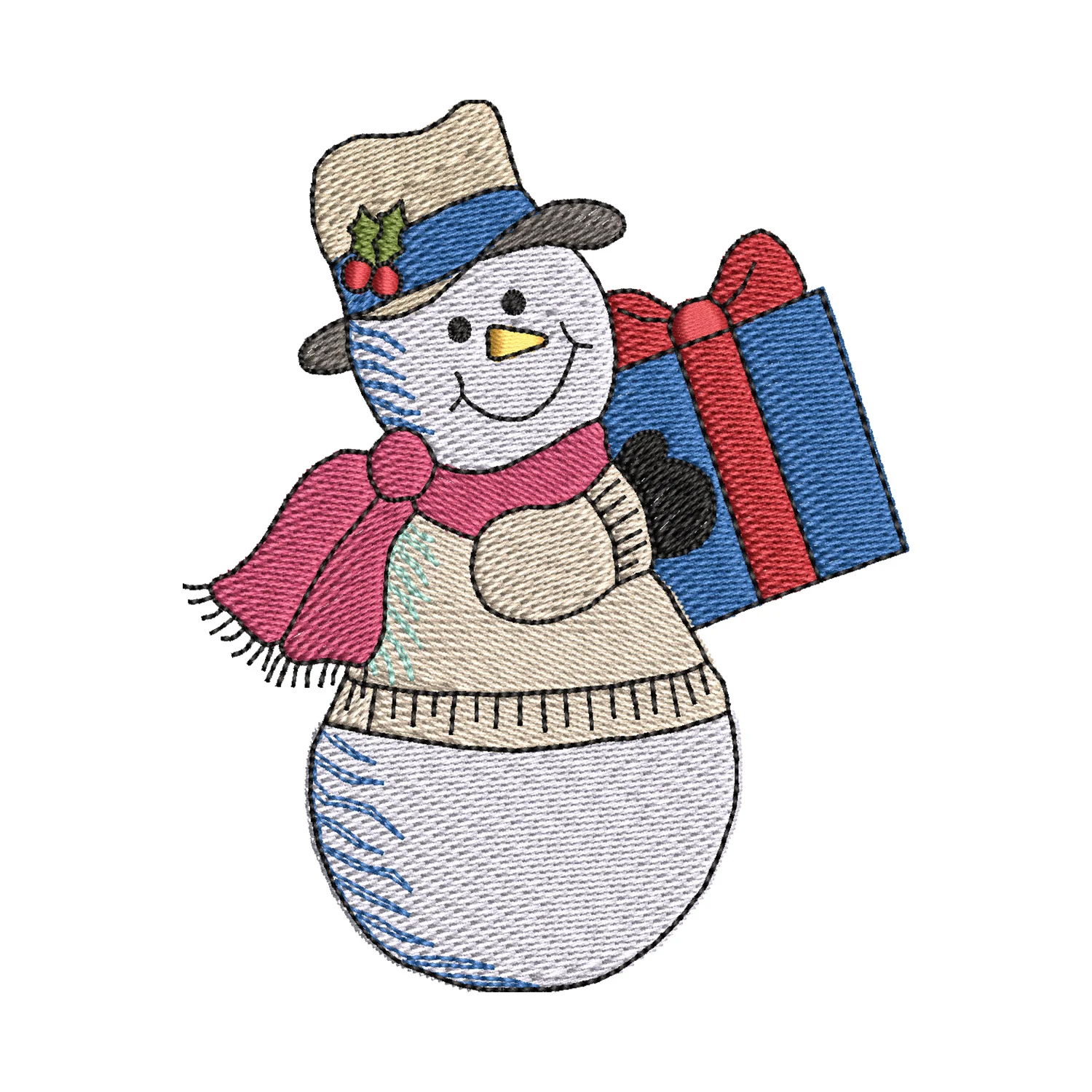 Snowman Shopping Embroidery Design