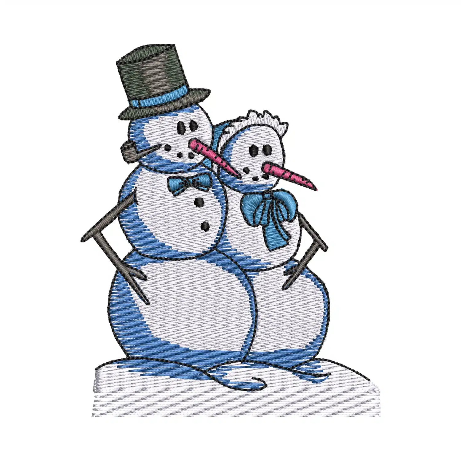 Snowman Couple Embroidery Design