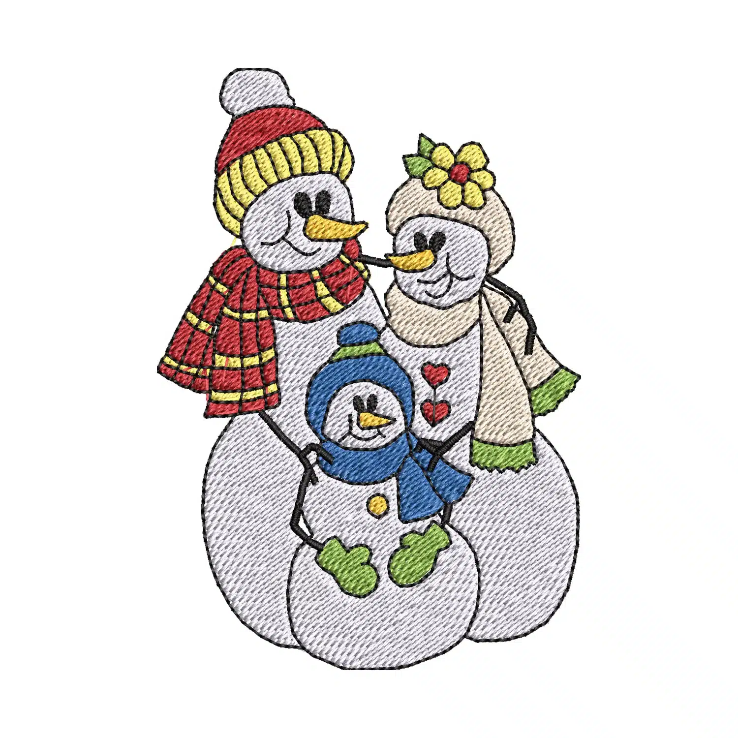 Snowman Family Embroidery Design