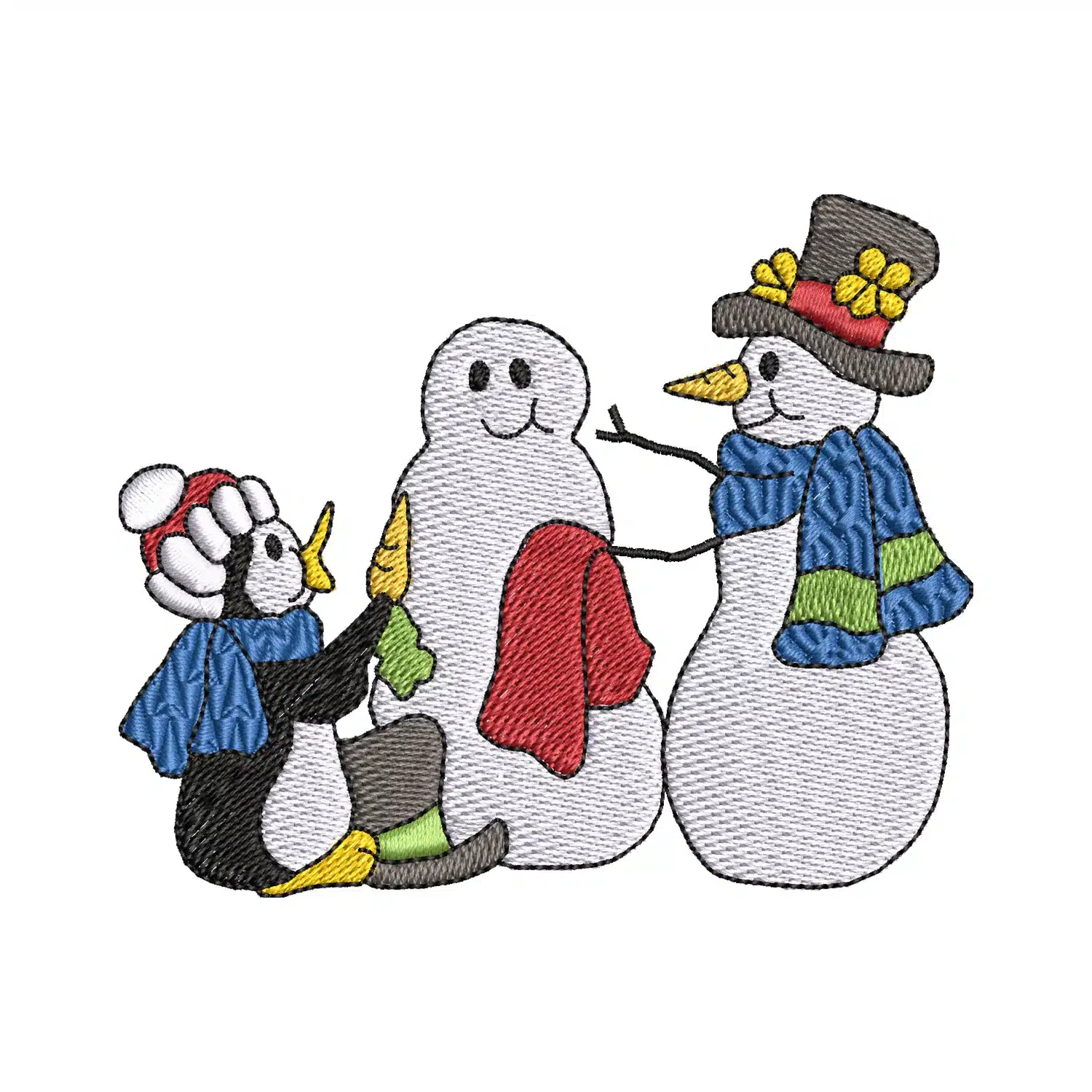Snowman Freinds Embroidery Design