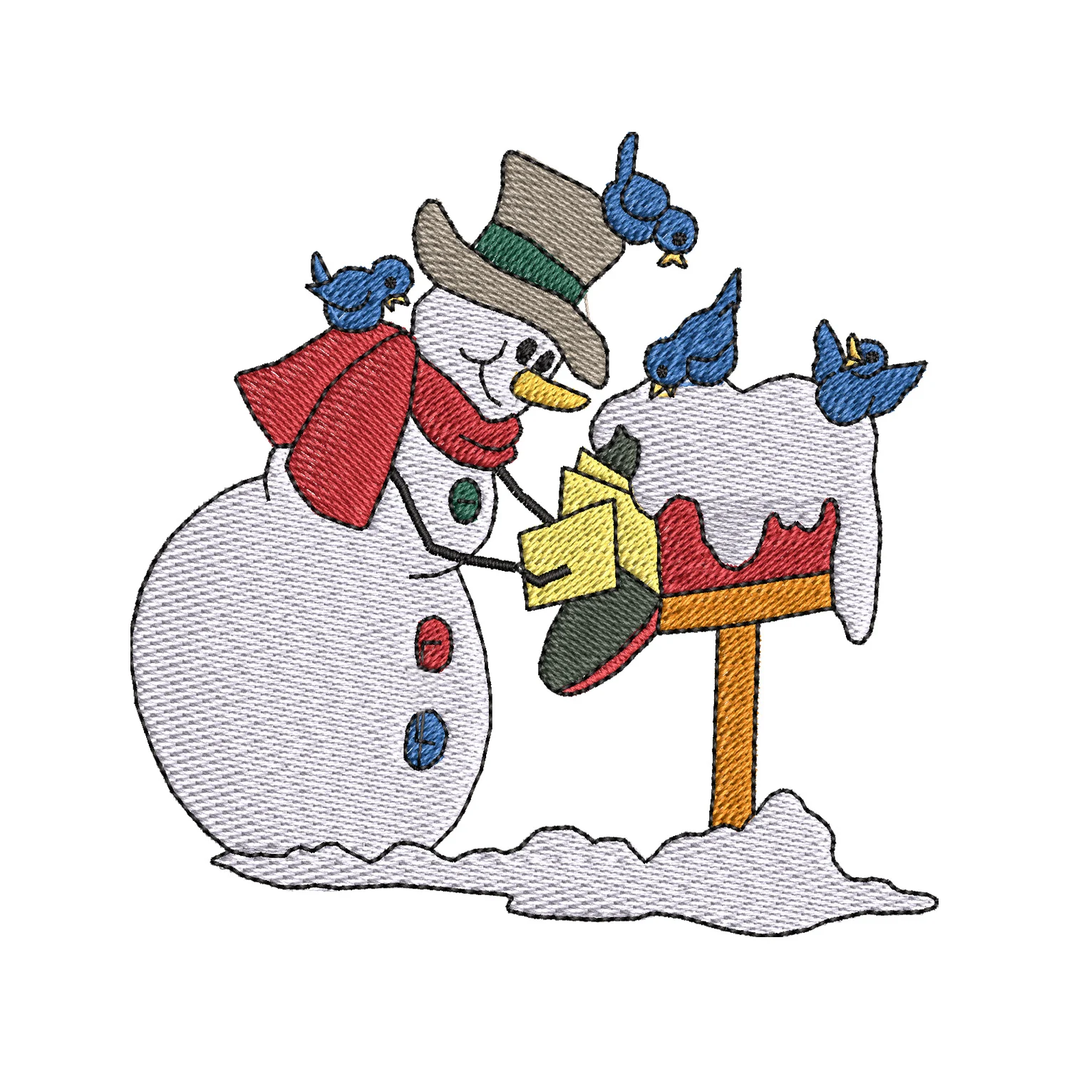 Snowman Post Embroidery Design