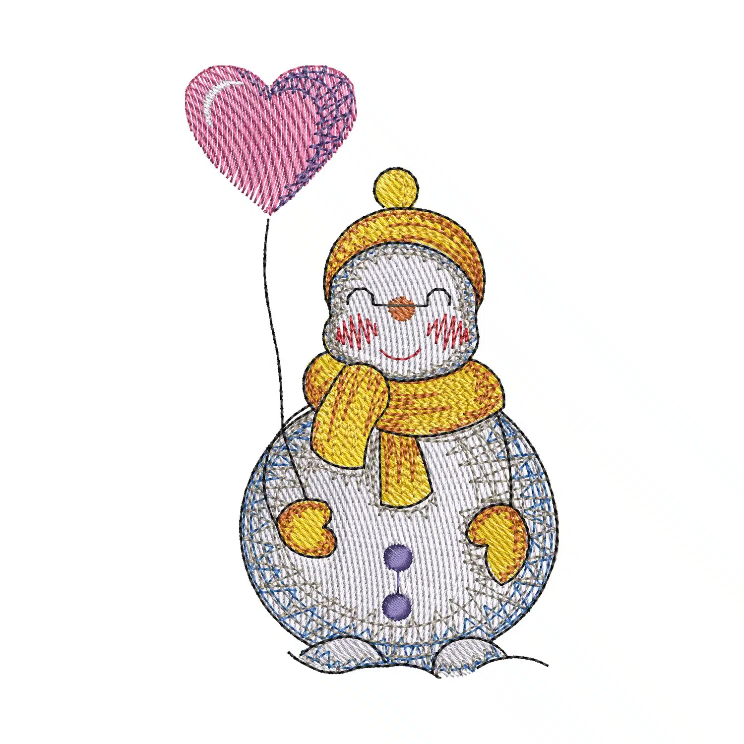 Snowman Balloon Embroidery Design