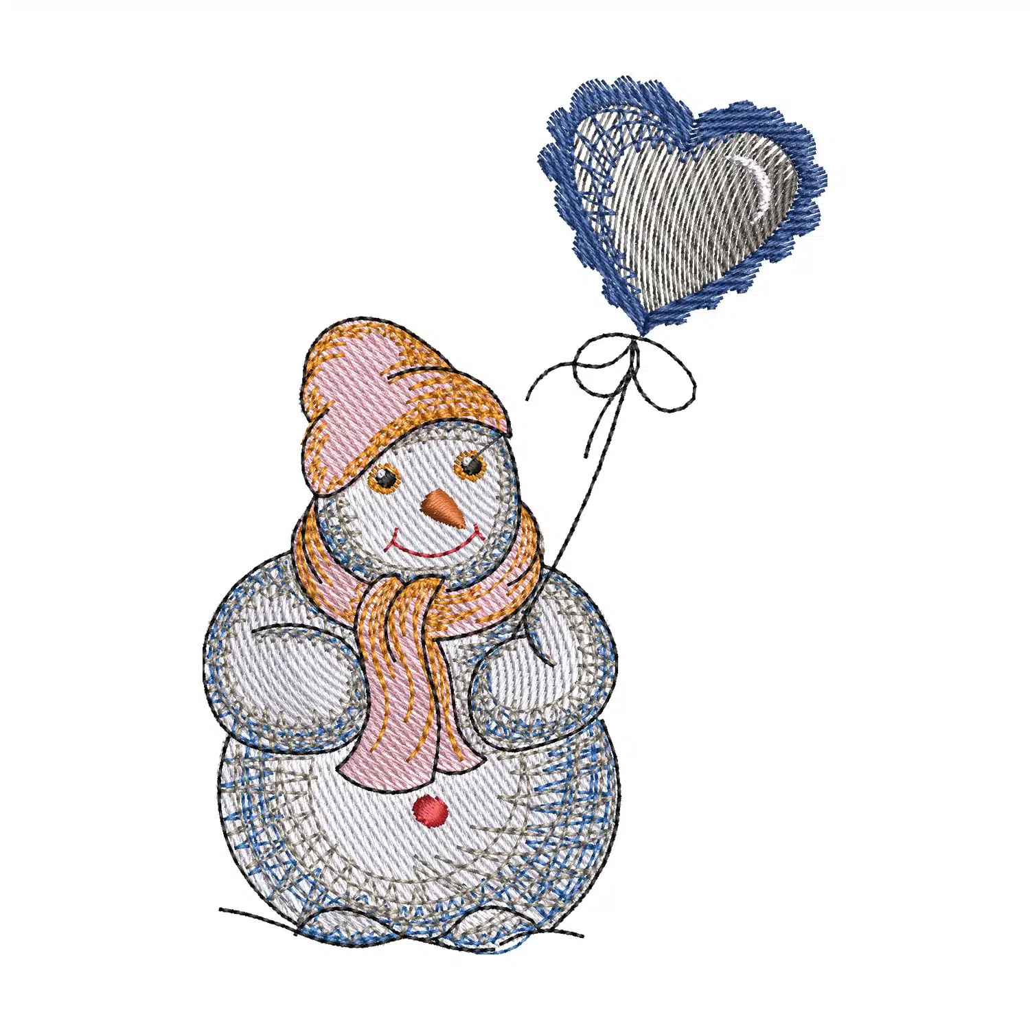 Snowman Balloon Embroidery Design