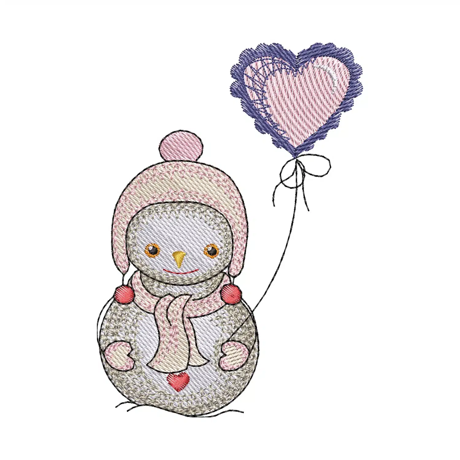 Snowman Balloon Embroidery Design