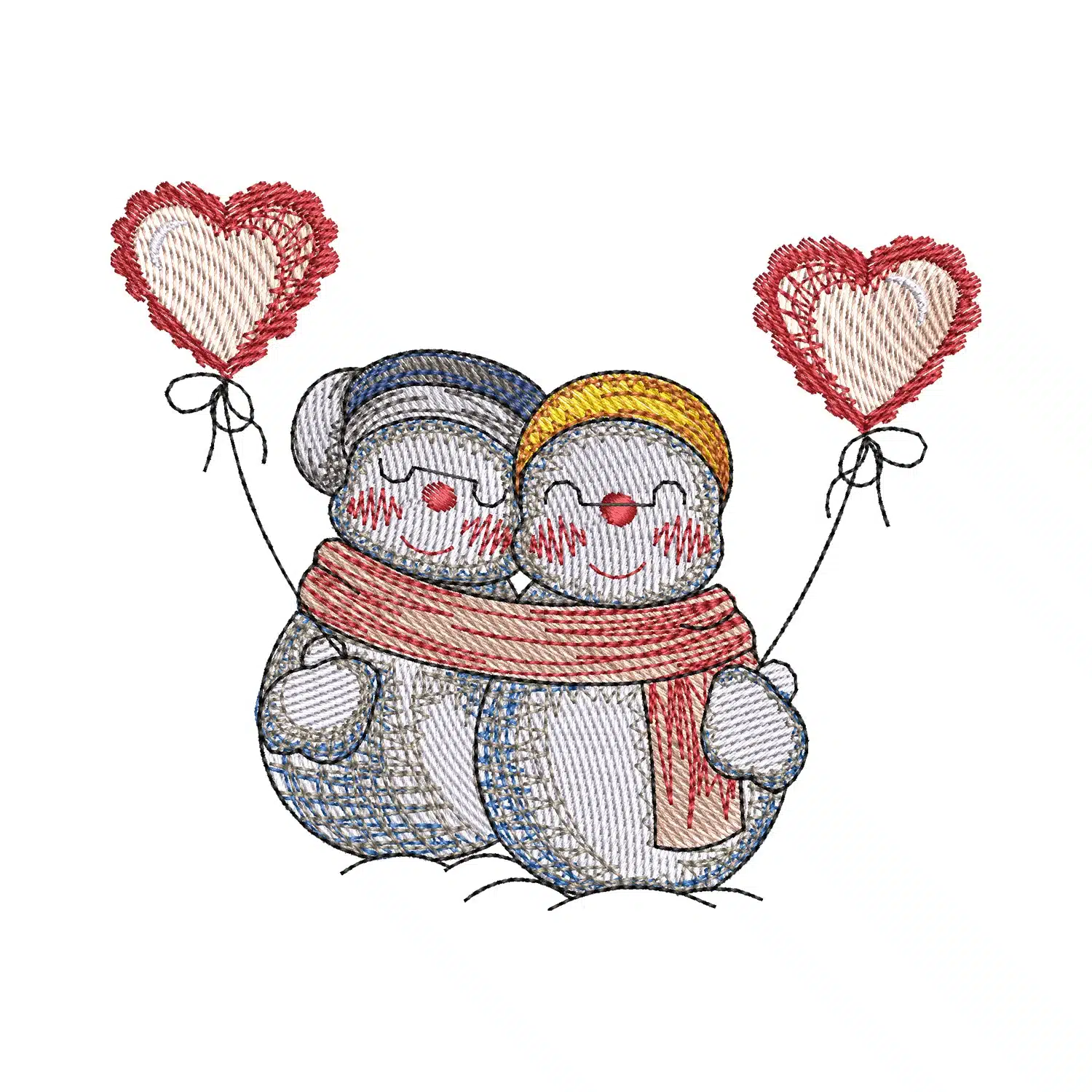 Snowman Couple Embroidery Design Snowman Couple Embroidery Design