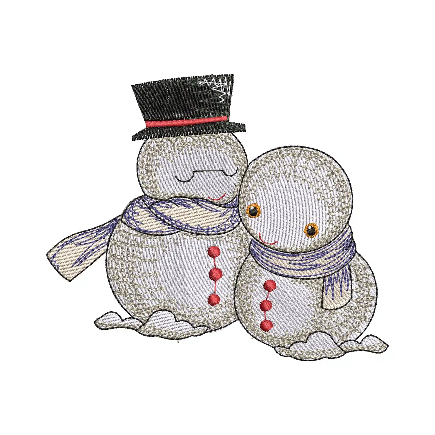 Snowman Couple Embroidery Design