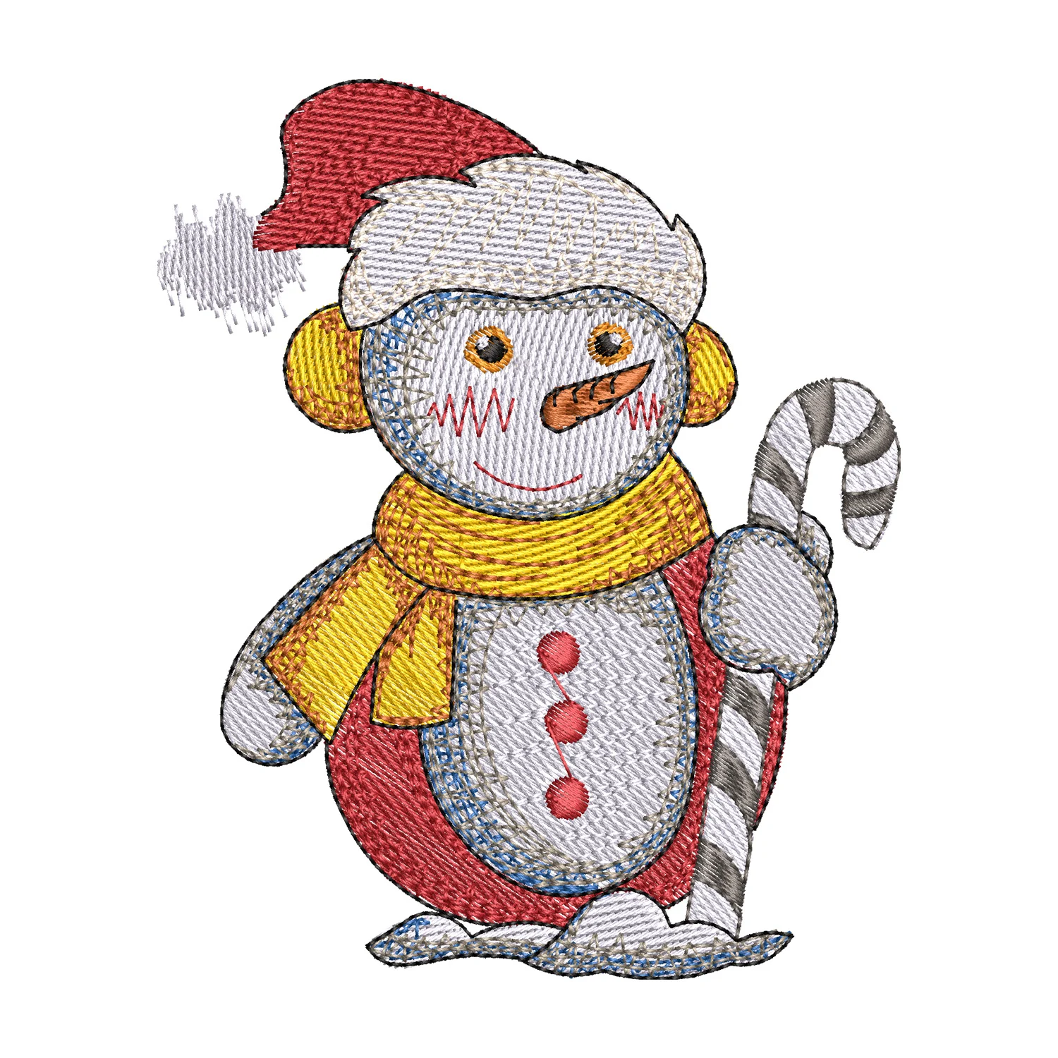 Baby Snowman with a Stick Embroidery Design