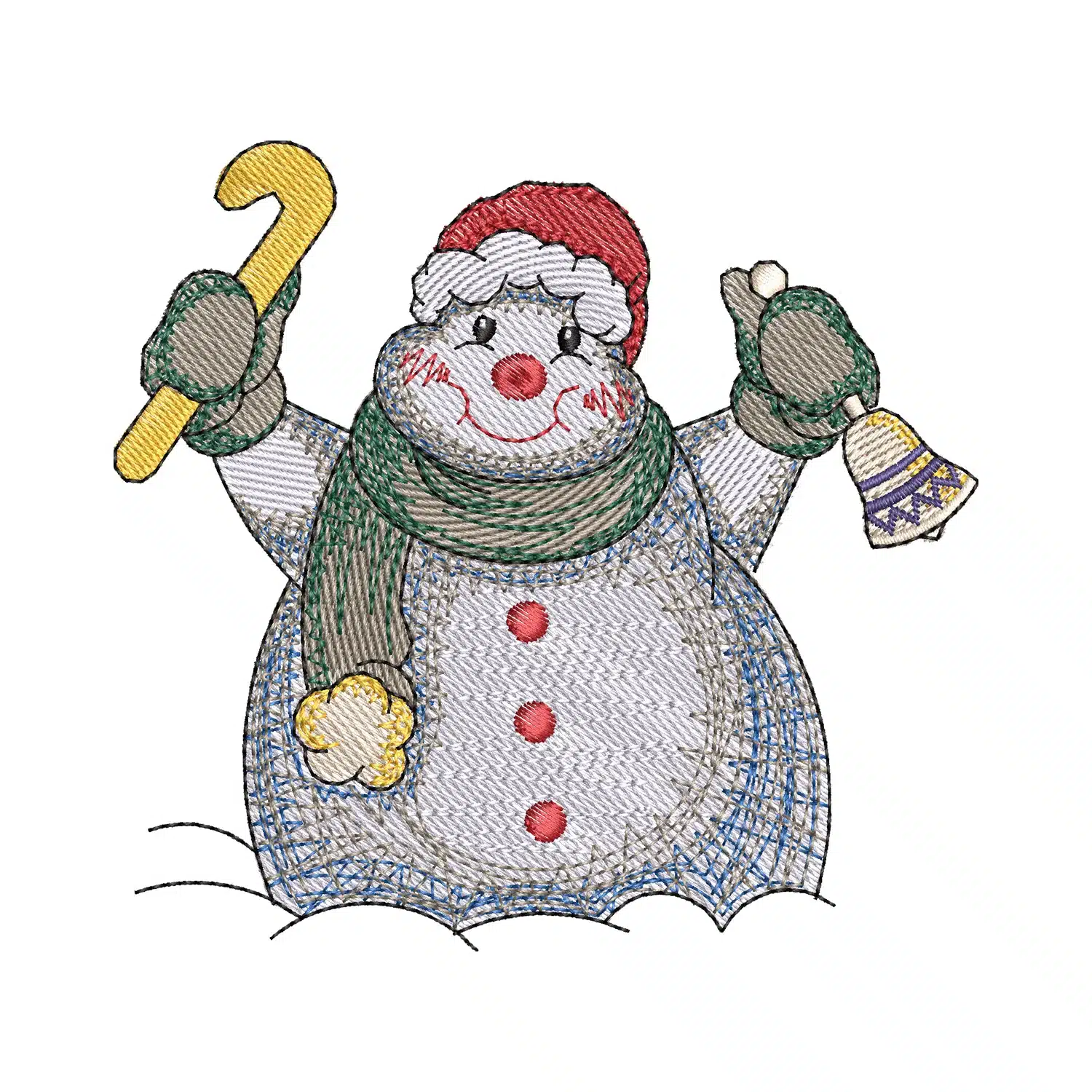 Snowman Candy Stick Embroidery Design