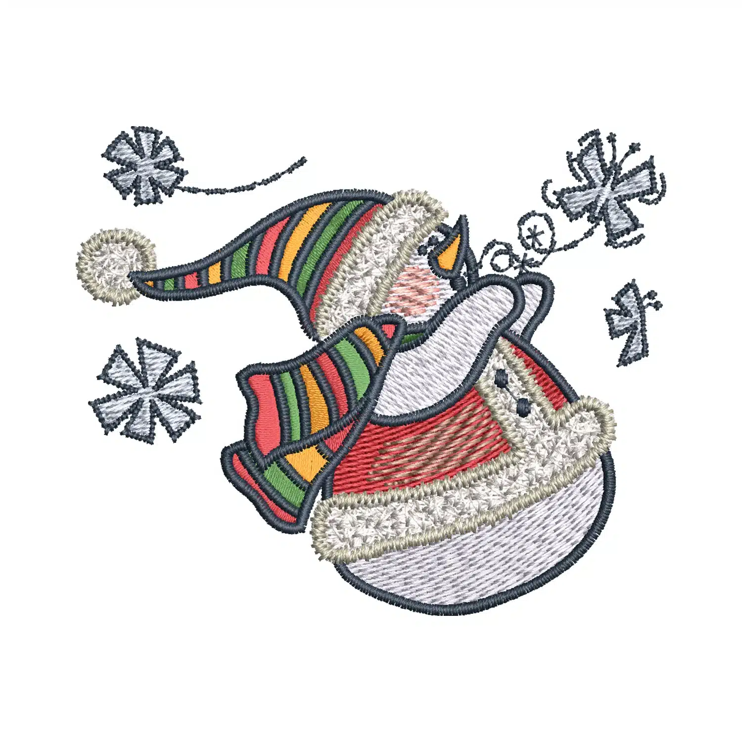Colorful Snowman Embroidery Design