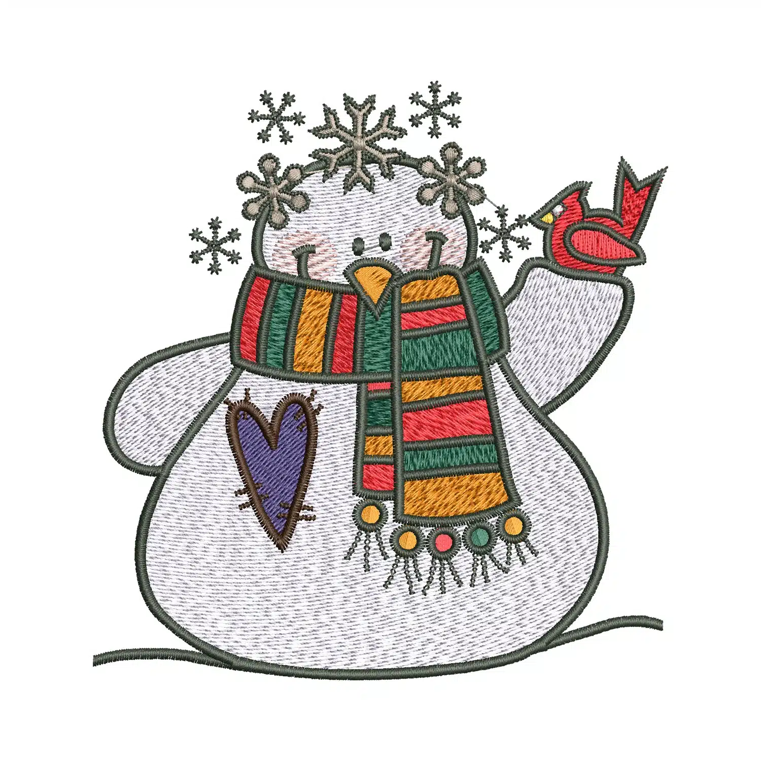 Colorful Snowman Embroidery Design
