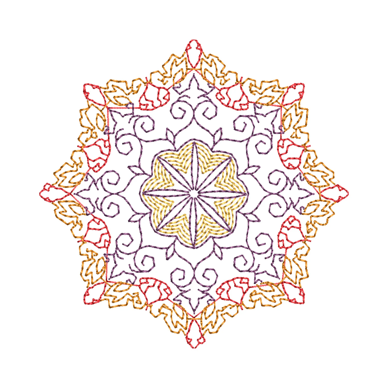 Colorful Snowflake Embroidery Design