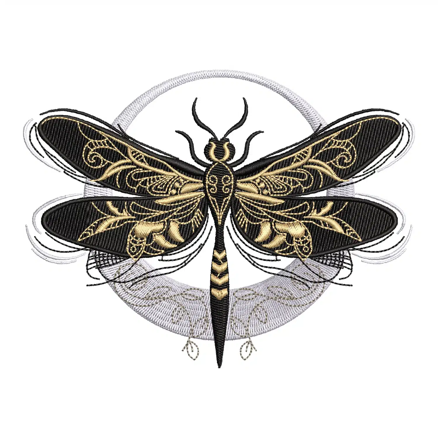 Ancient Dragonfly Embroidery Design