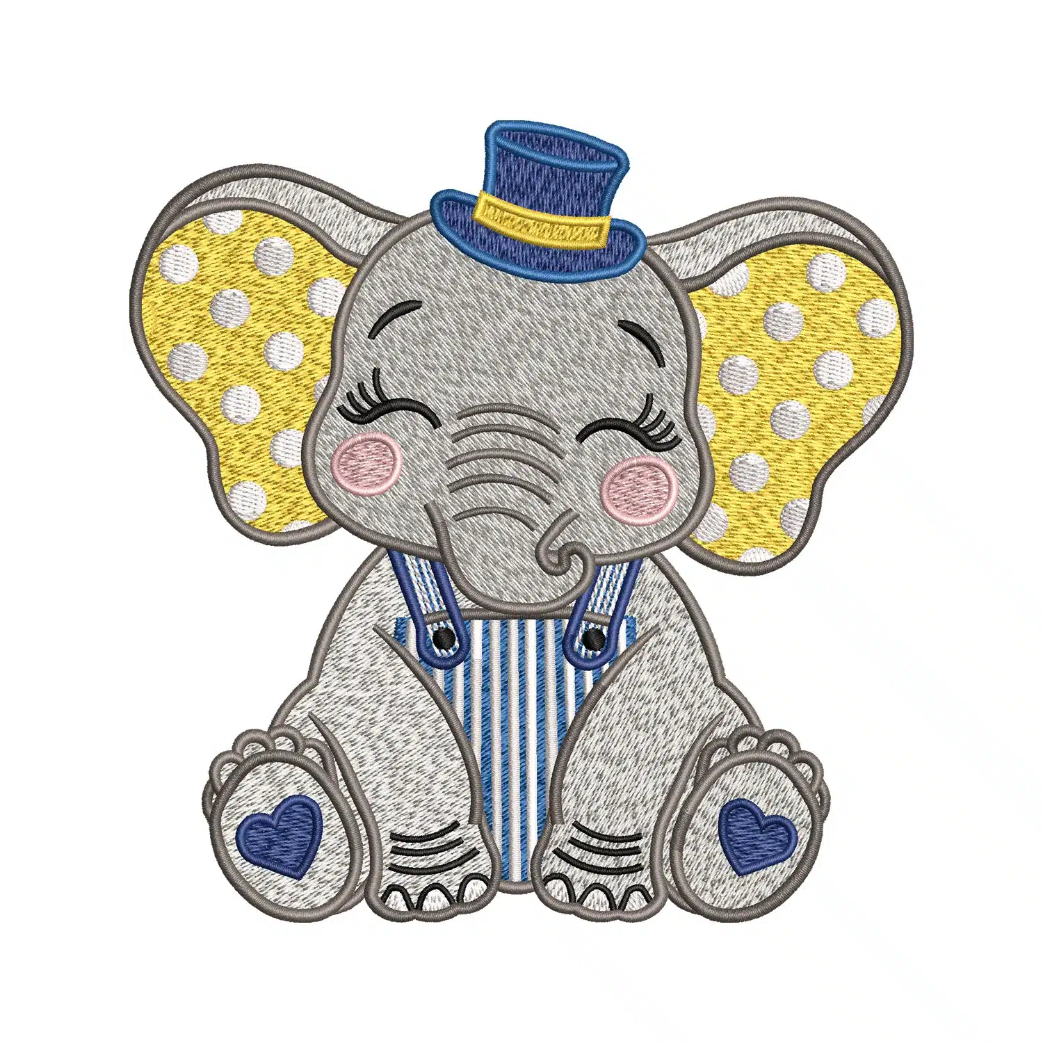 Baby Blue Elephant Embroidery Design