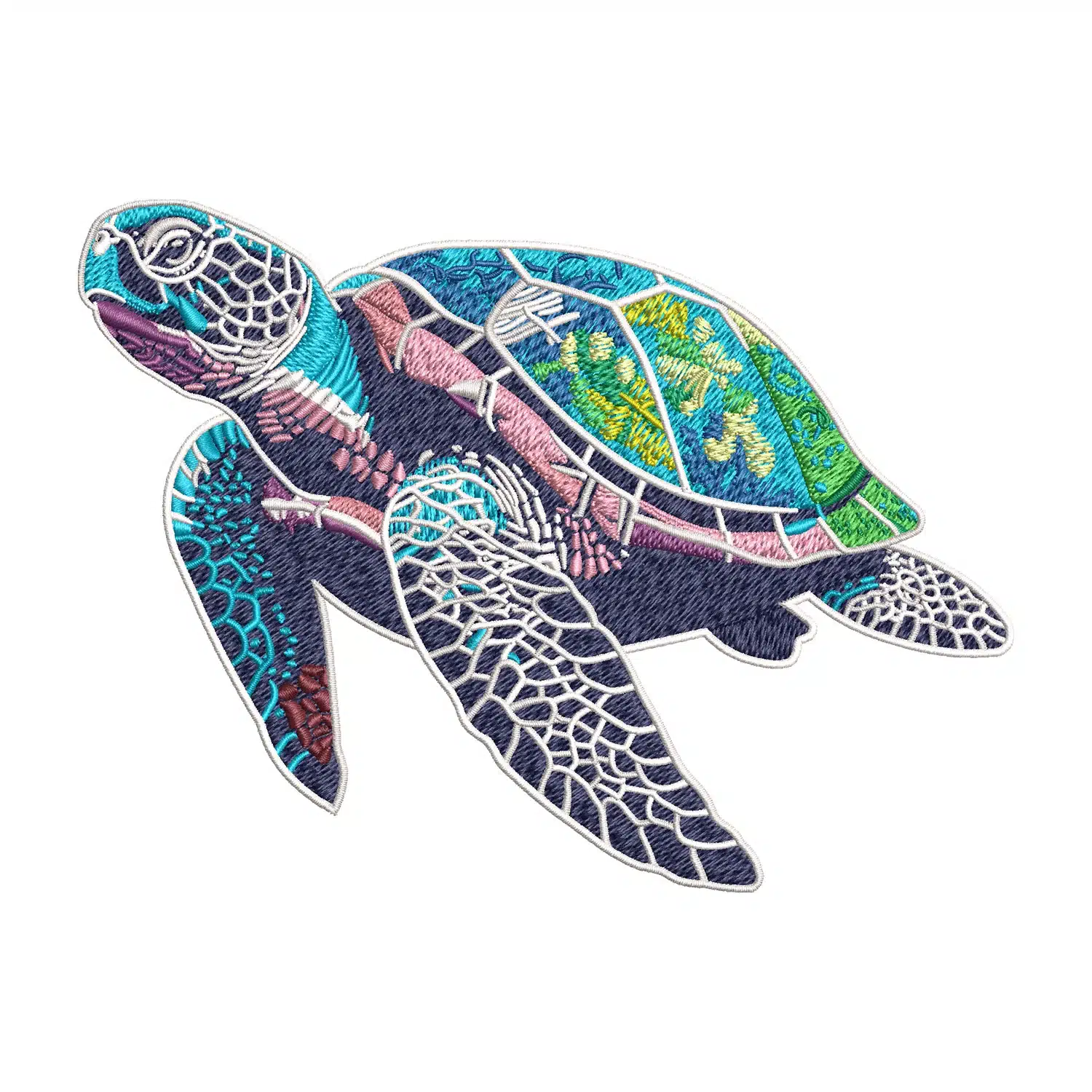 Colorful Turtle Embroidery Design