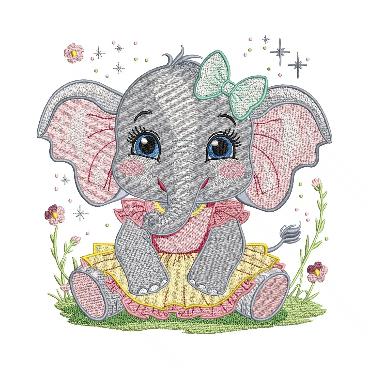 Female Elephant Embroidery Design