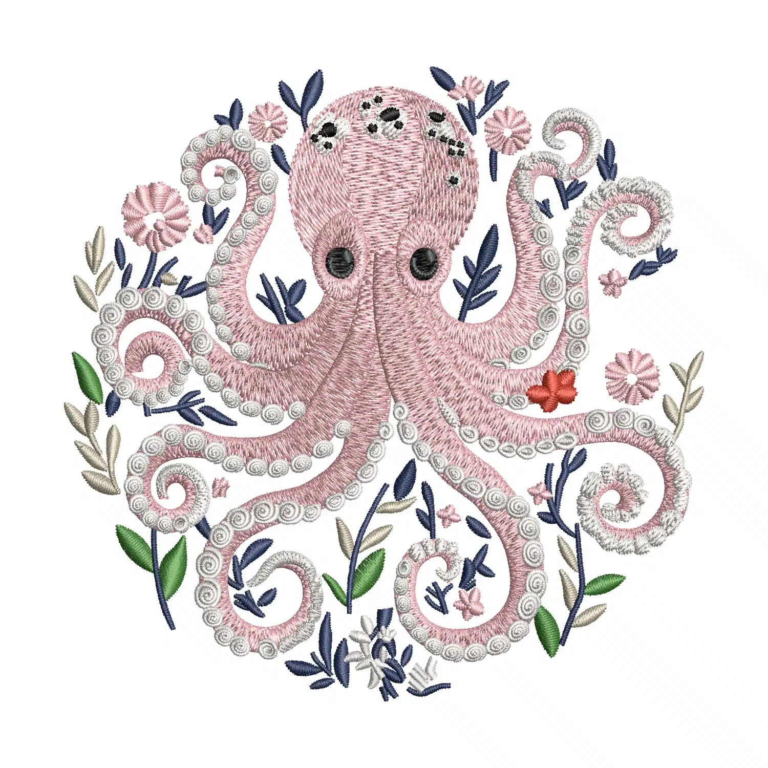 Floral Octopus Embroidery Design