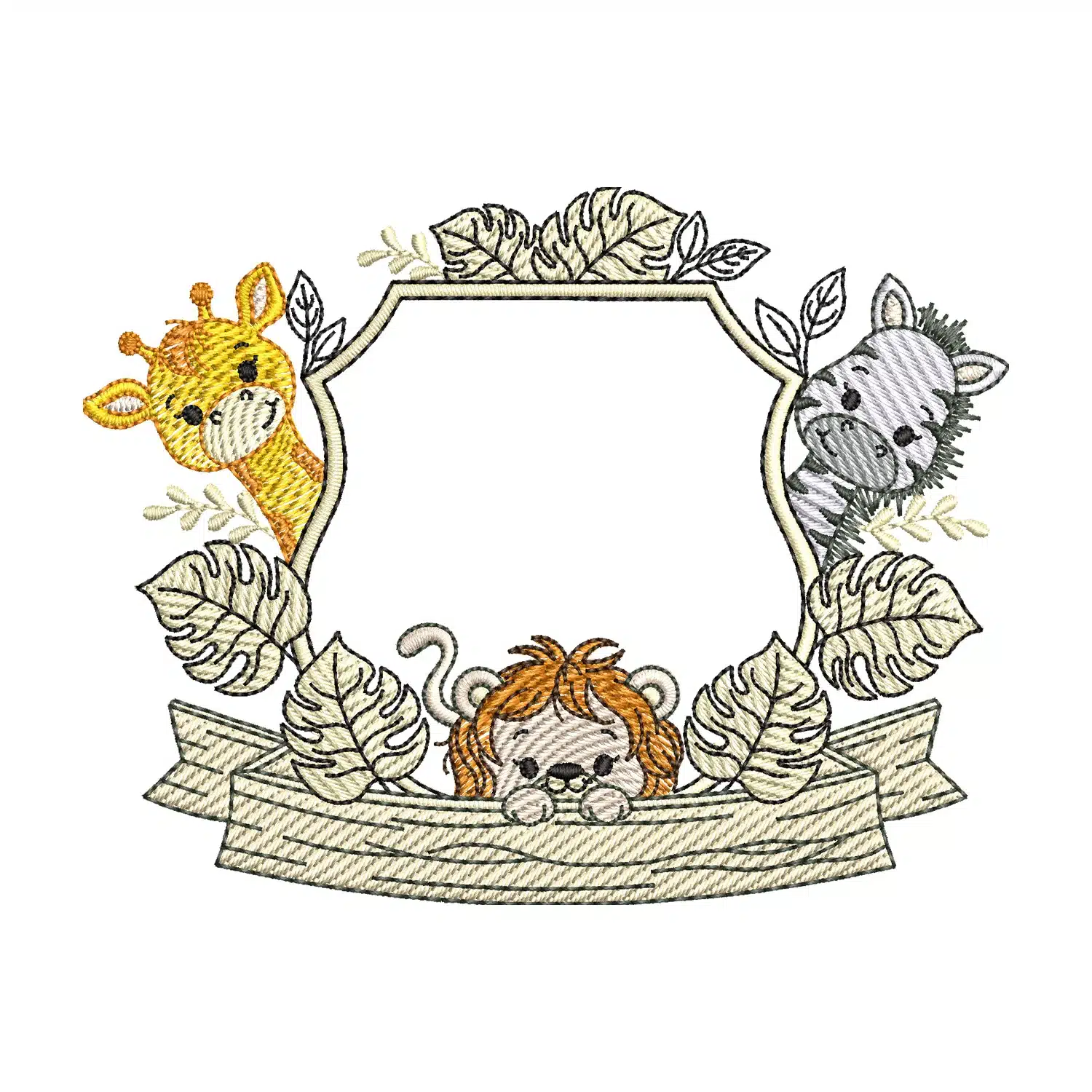 Frame Baby Animals Safari Embroidery Design
