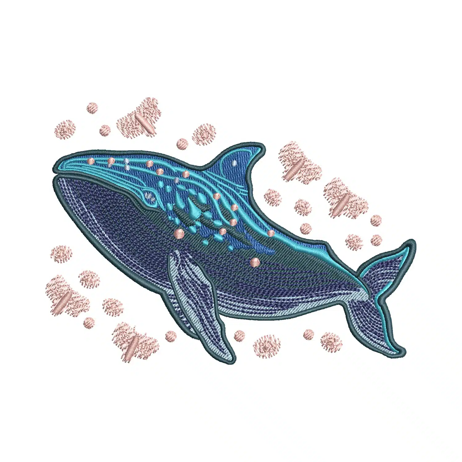 Magic whale with fireflies Embroidery Design
