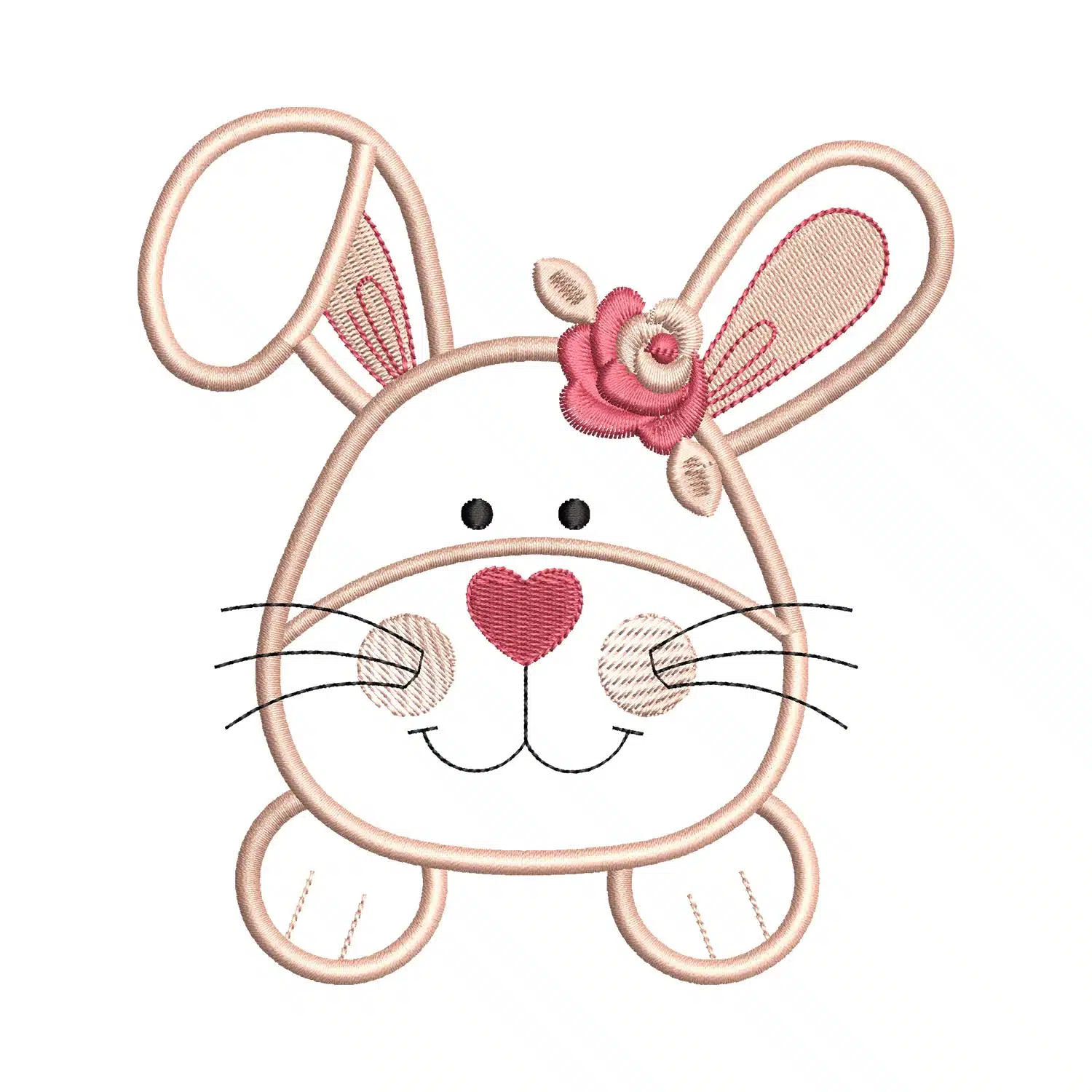 Rabbit with Flowers Applique Embroidery Design
