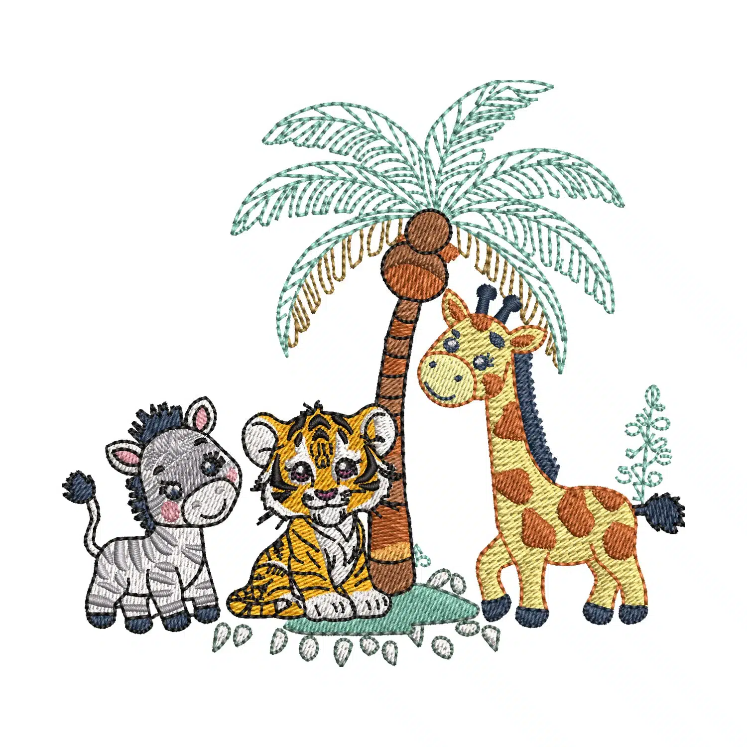 Safari Animals Embroidery Design
