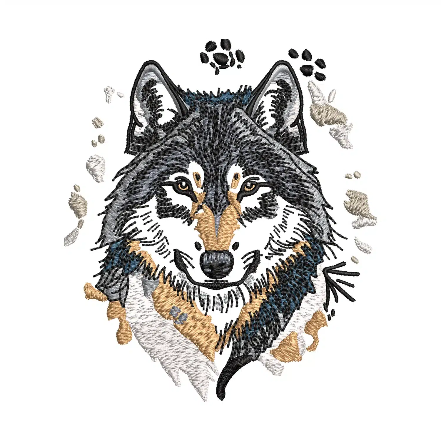 Wolf Watercolor Embroidery Design